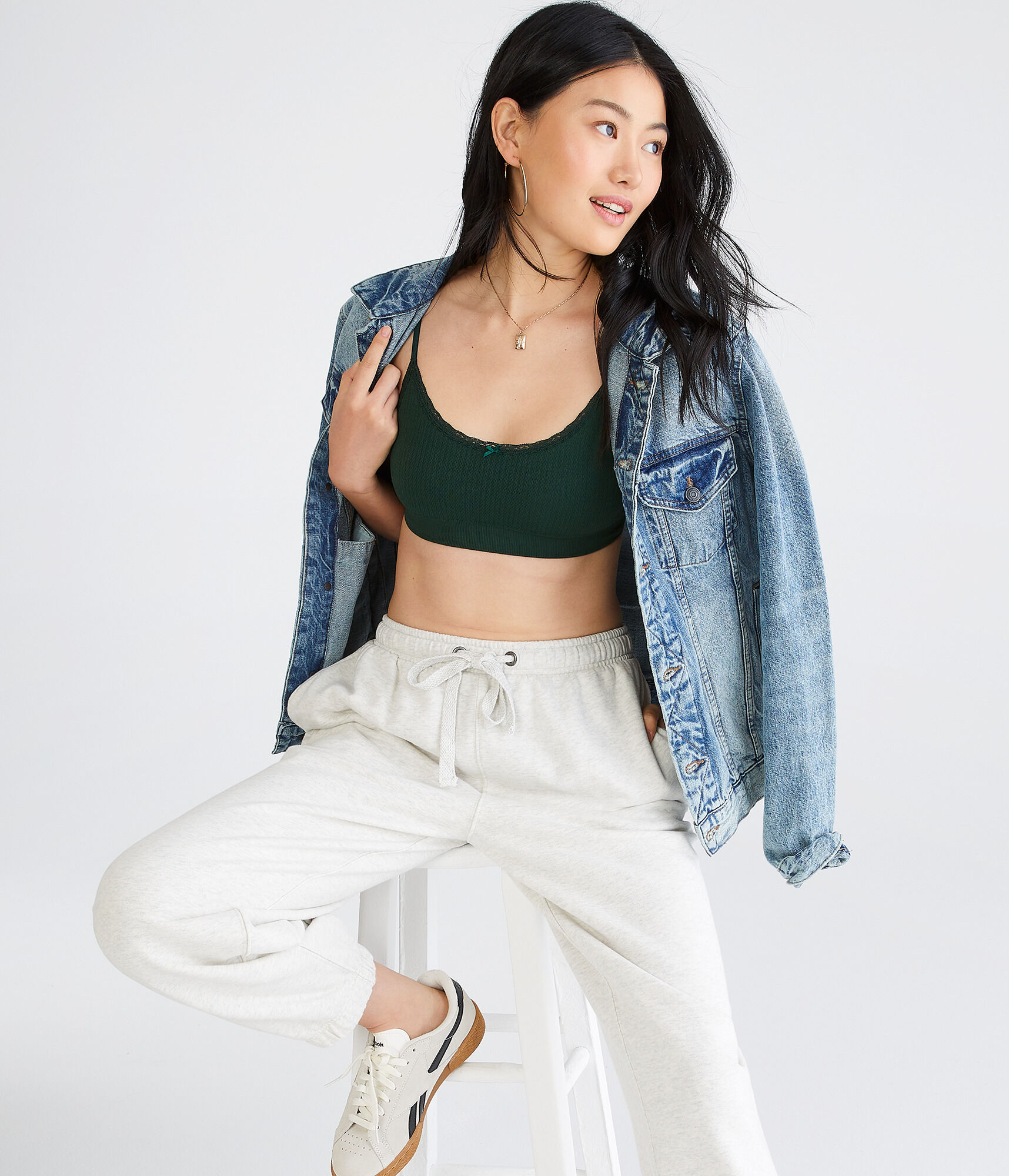 Seamless Lace-Trim Scoop Bralette