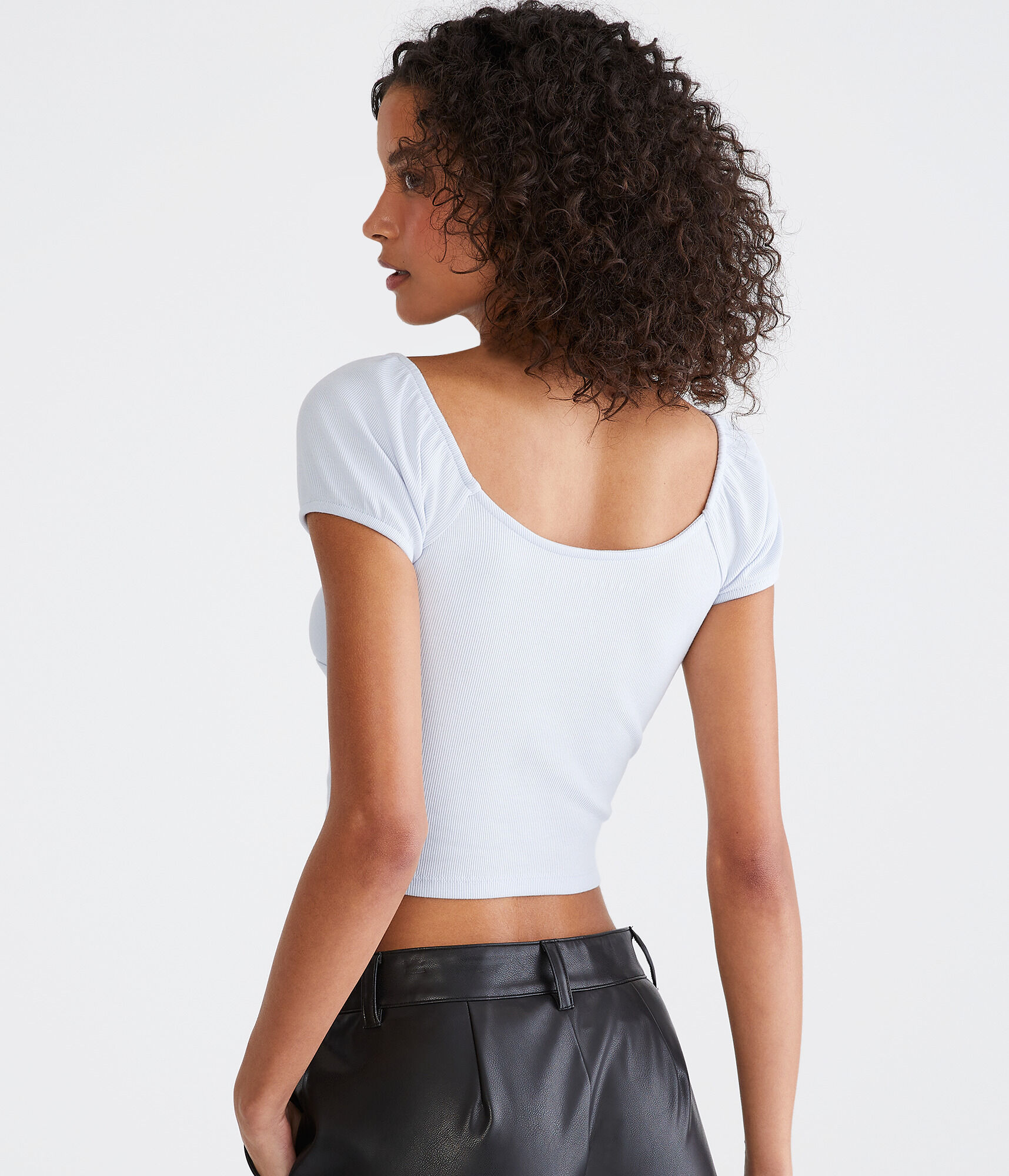 Ruched Lace-Trim Crop Top