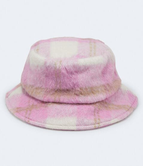 Plaid Faux Fur Bucket Hat Plaid Faux Fur Bucket Hat