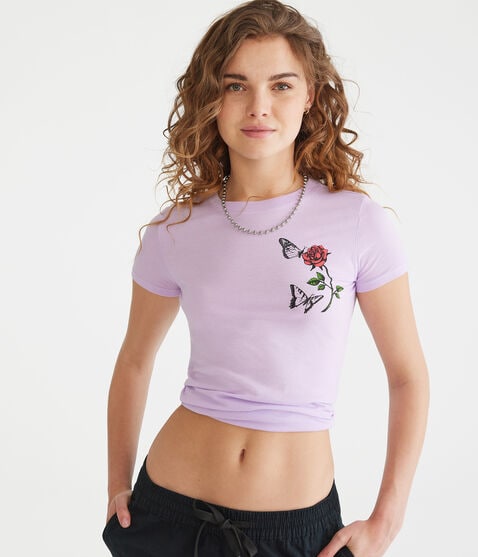 Rose & Butterflies Graphic Tee