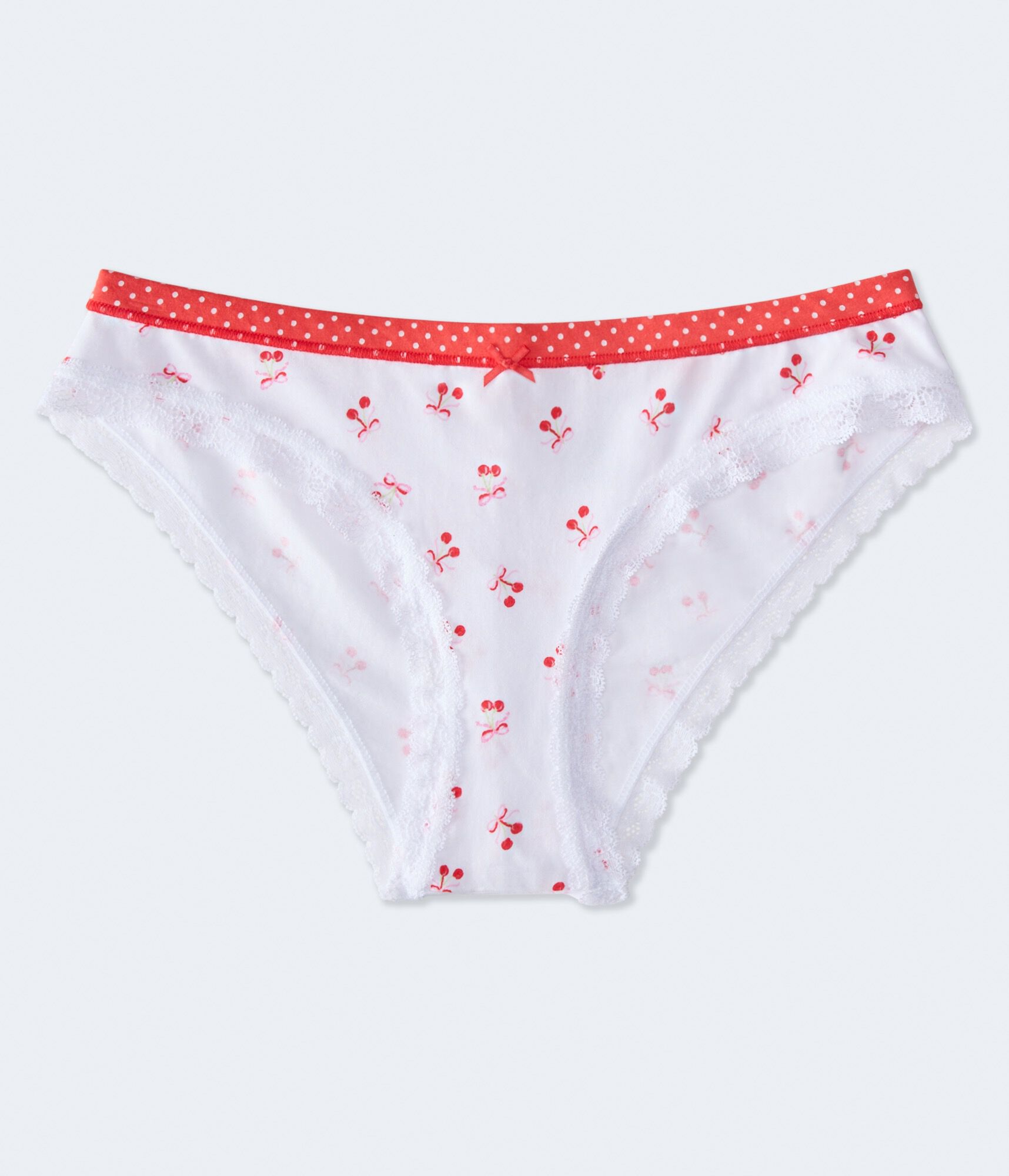 Cherry Bow Lace-Trim Cheeky