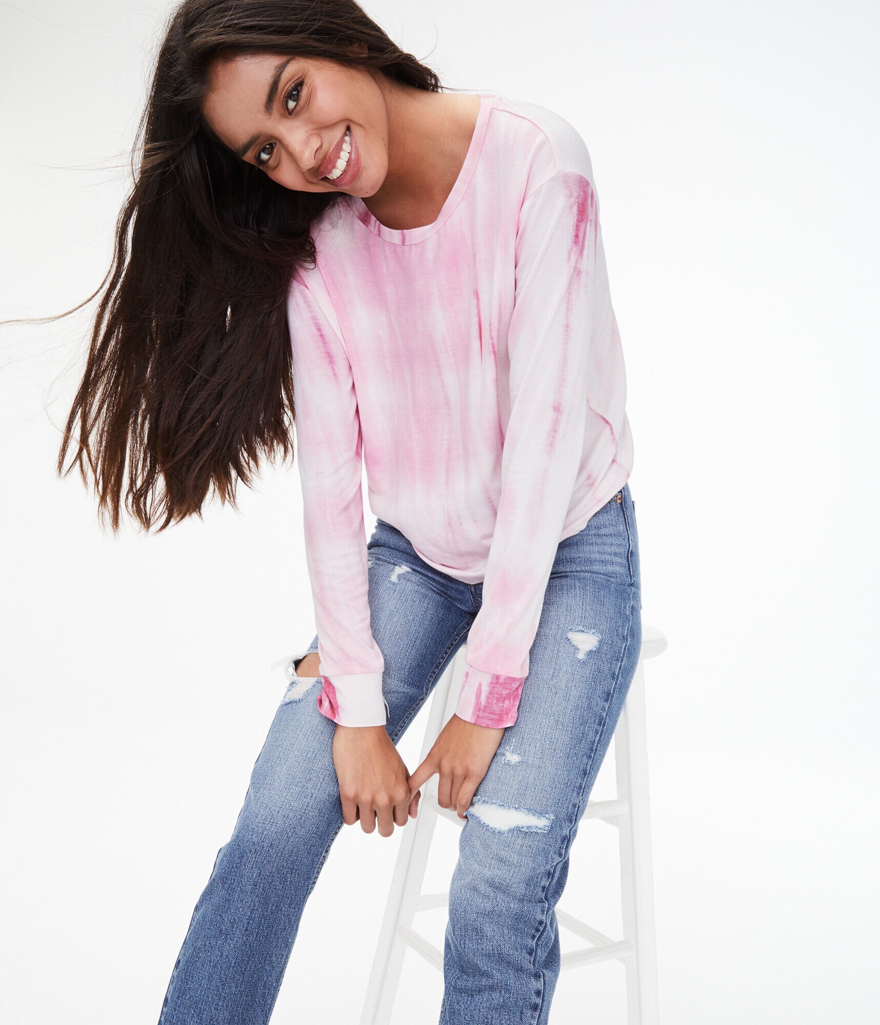 Long Sleeve Seriously Soft Tie Dye Tomboy Tee