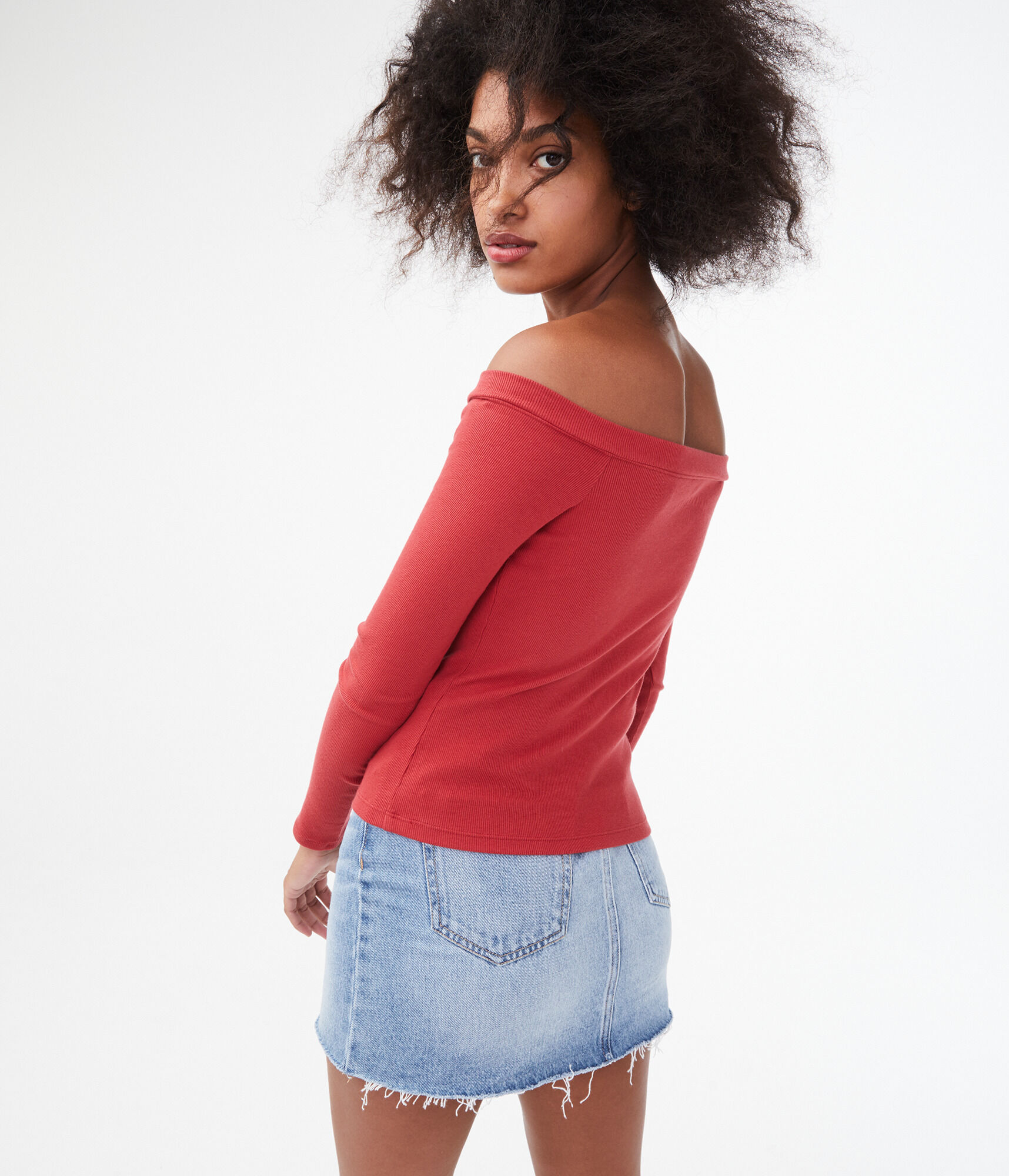 Seriously Soft Button-Front Off-The-Shoulder Top***