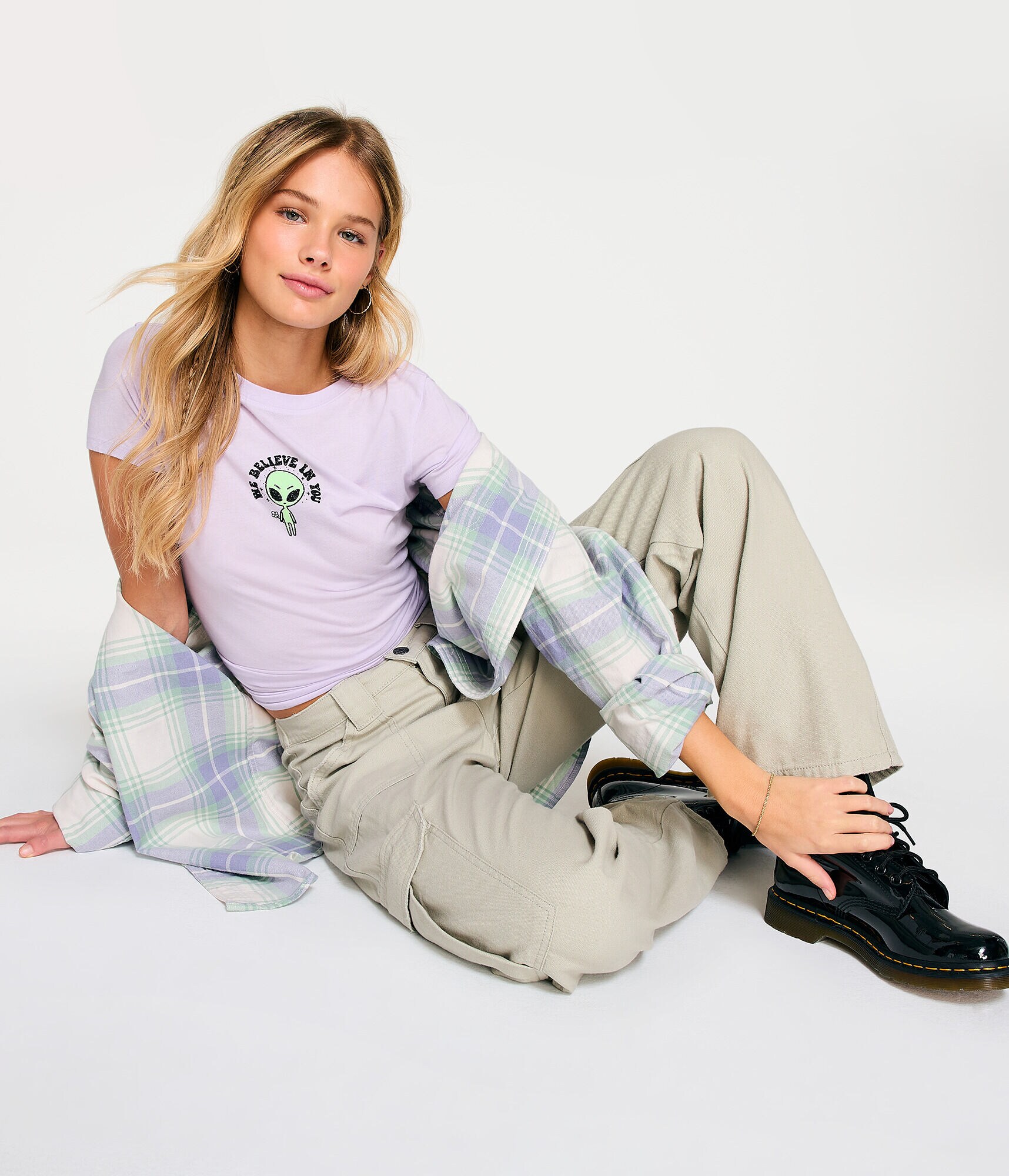 We Believe In You Alien Glitter Graphic Tee