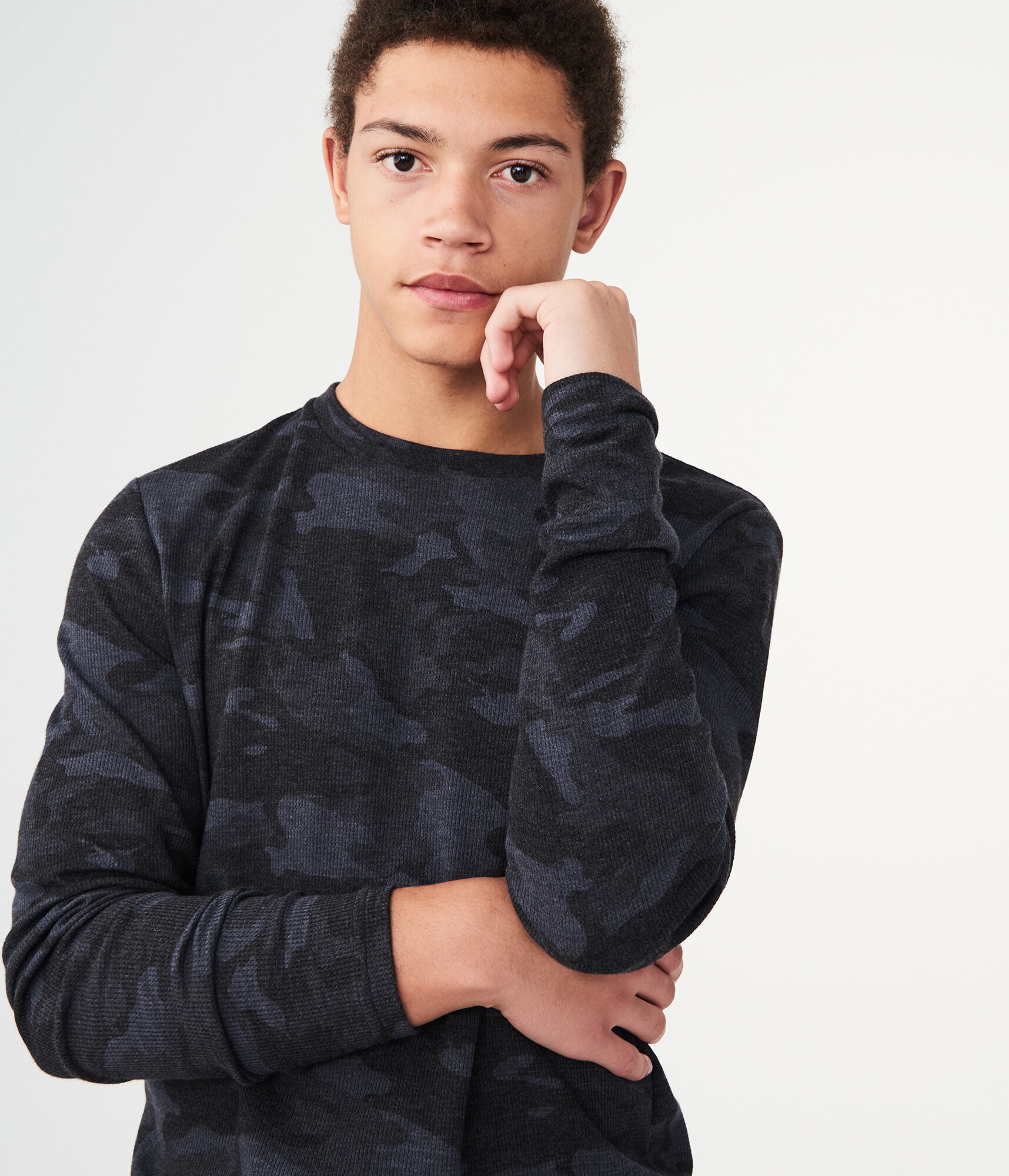 Long Sleeve Camo Thermal Crew Tee