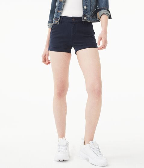 High-Rise Twill Midi Shorts