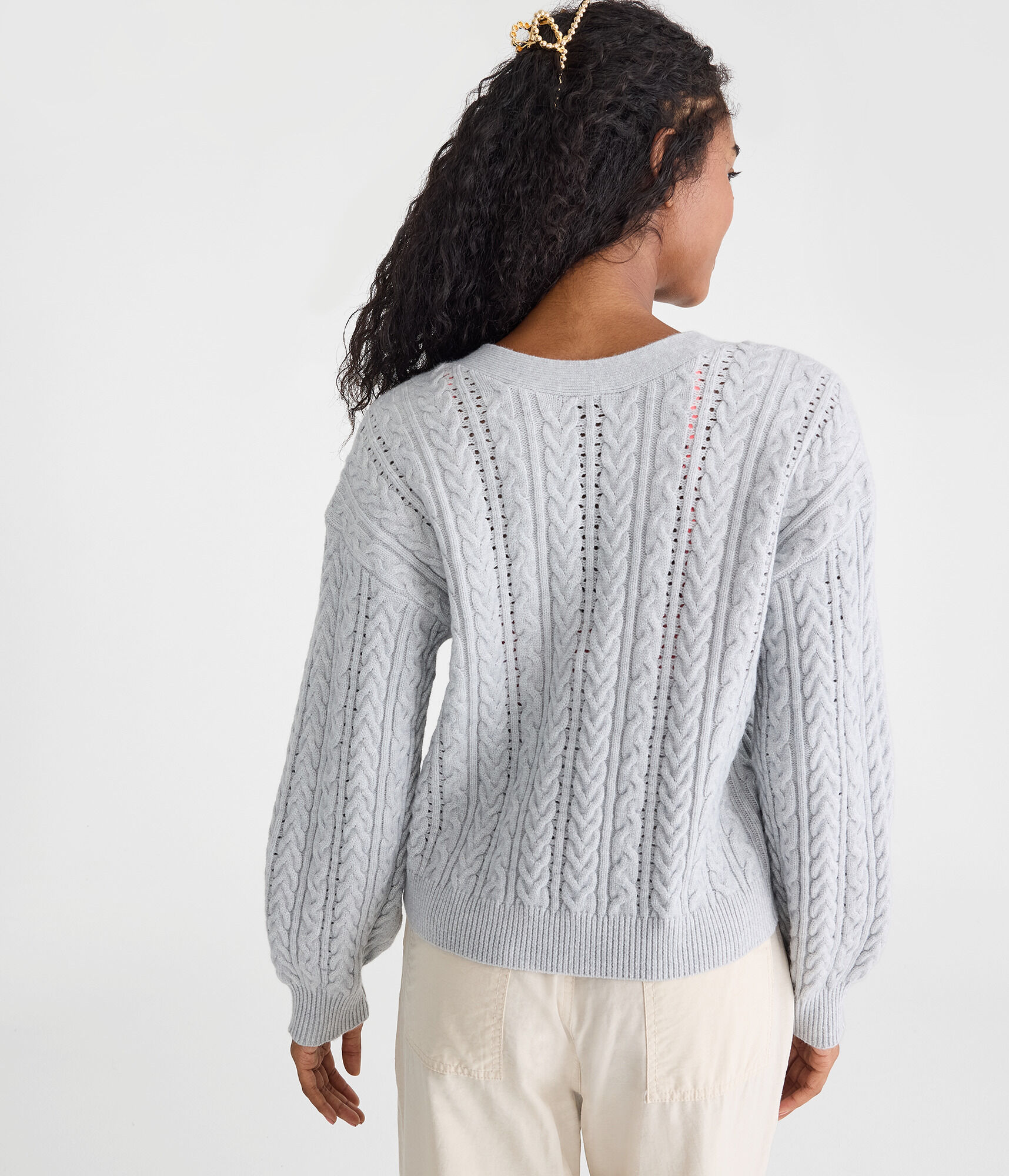 Cable Knit Reversible Tie Cardigan