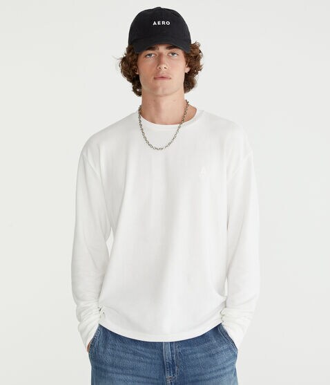 Long Sleeve Tonal Logo Thermal Crew Tee