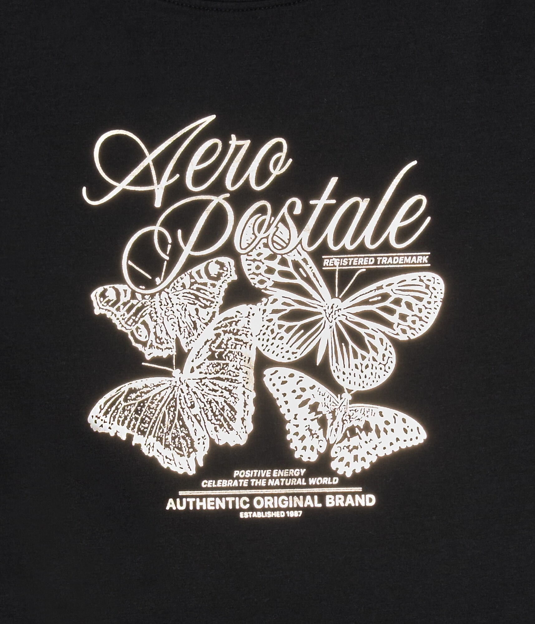 Aeropostale Butterflies Foil Graphic Tee