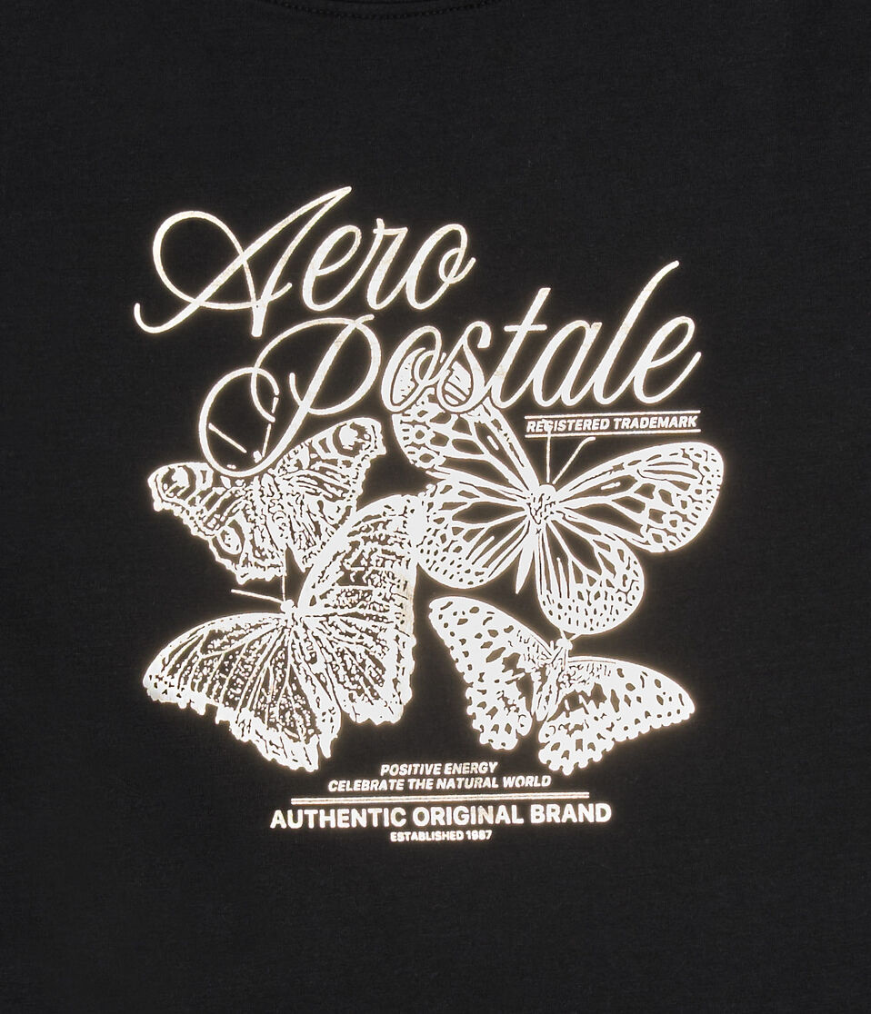 Aeropostale Butterflies Foil Graphic Tee