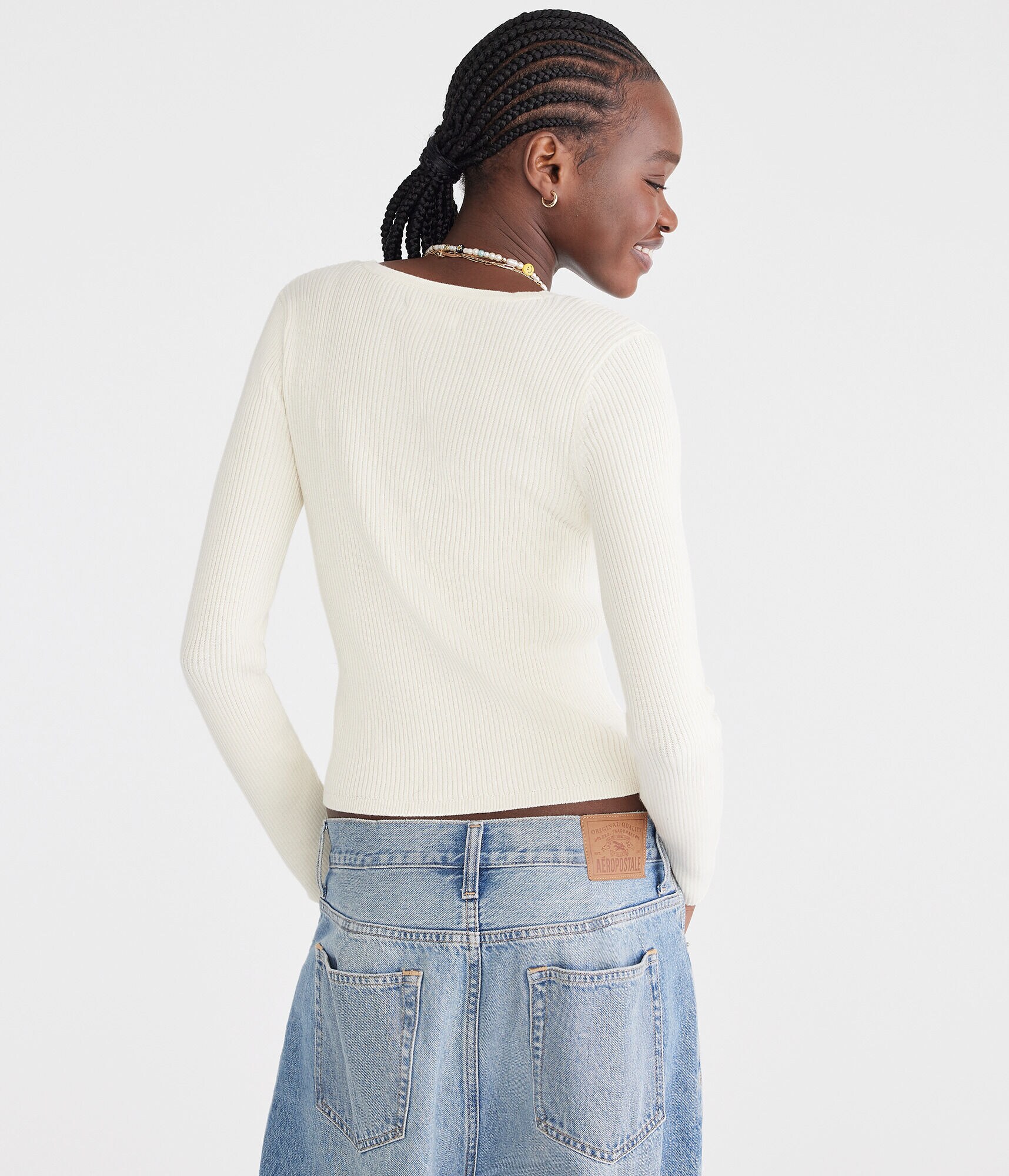 Ribbed V-Neck Cardigan