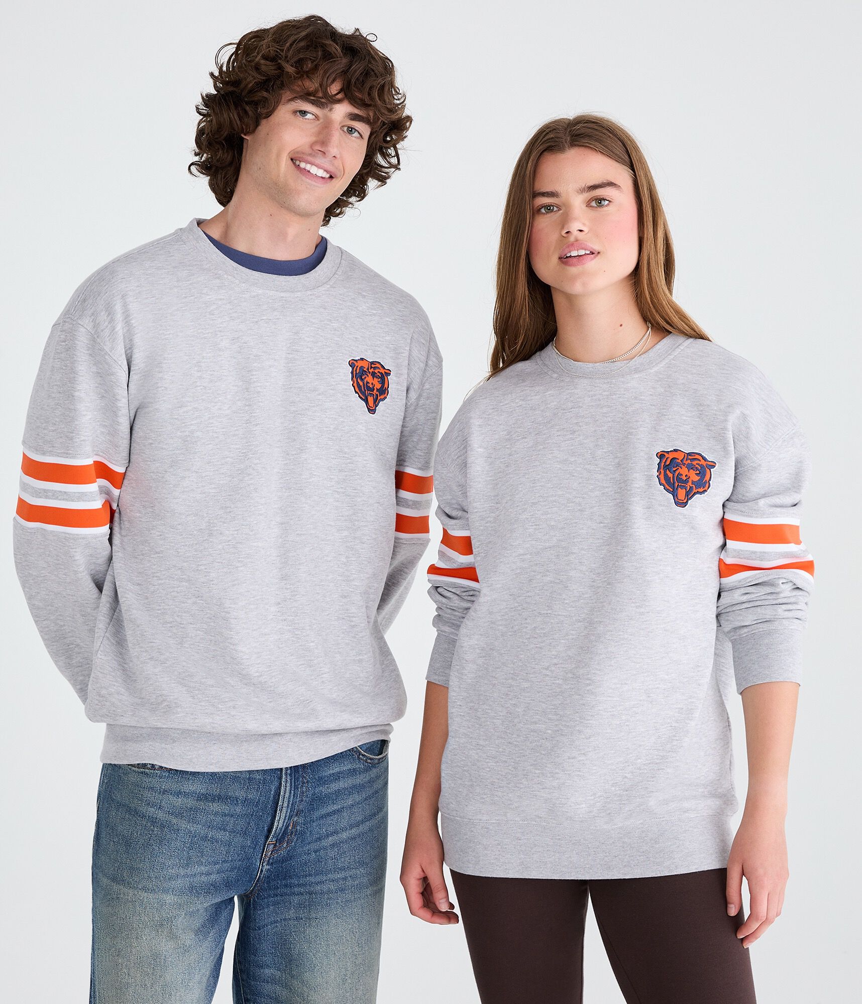 Chicago Bears Striped Sleeve Crew Sweatshirt