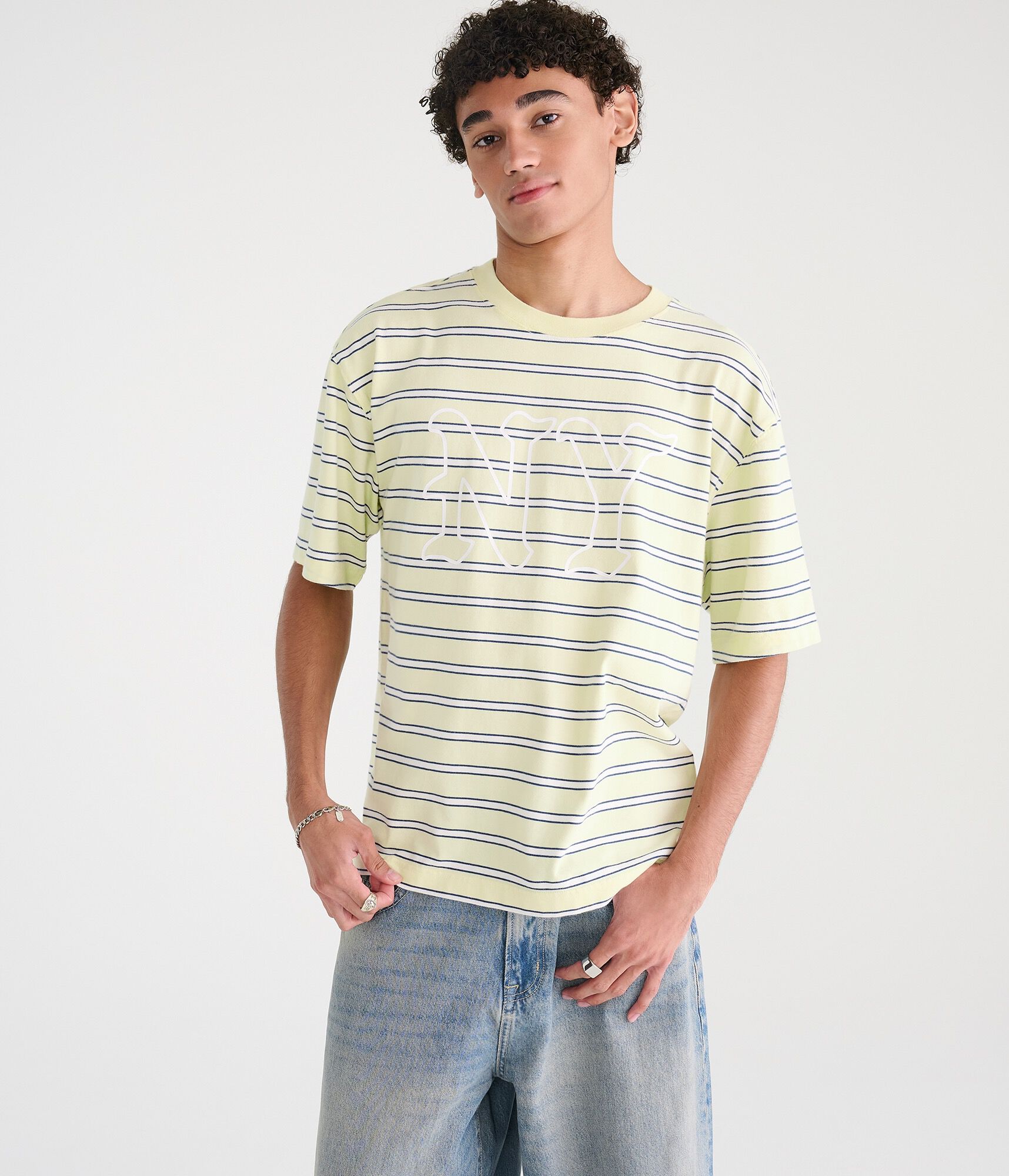NY Striped Boxy Graphic Tee