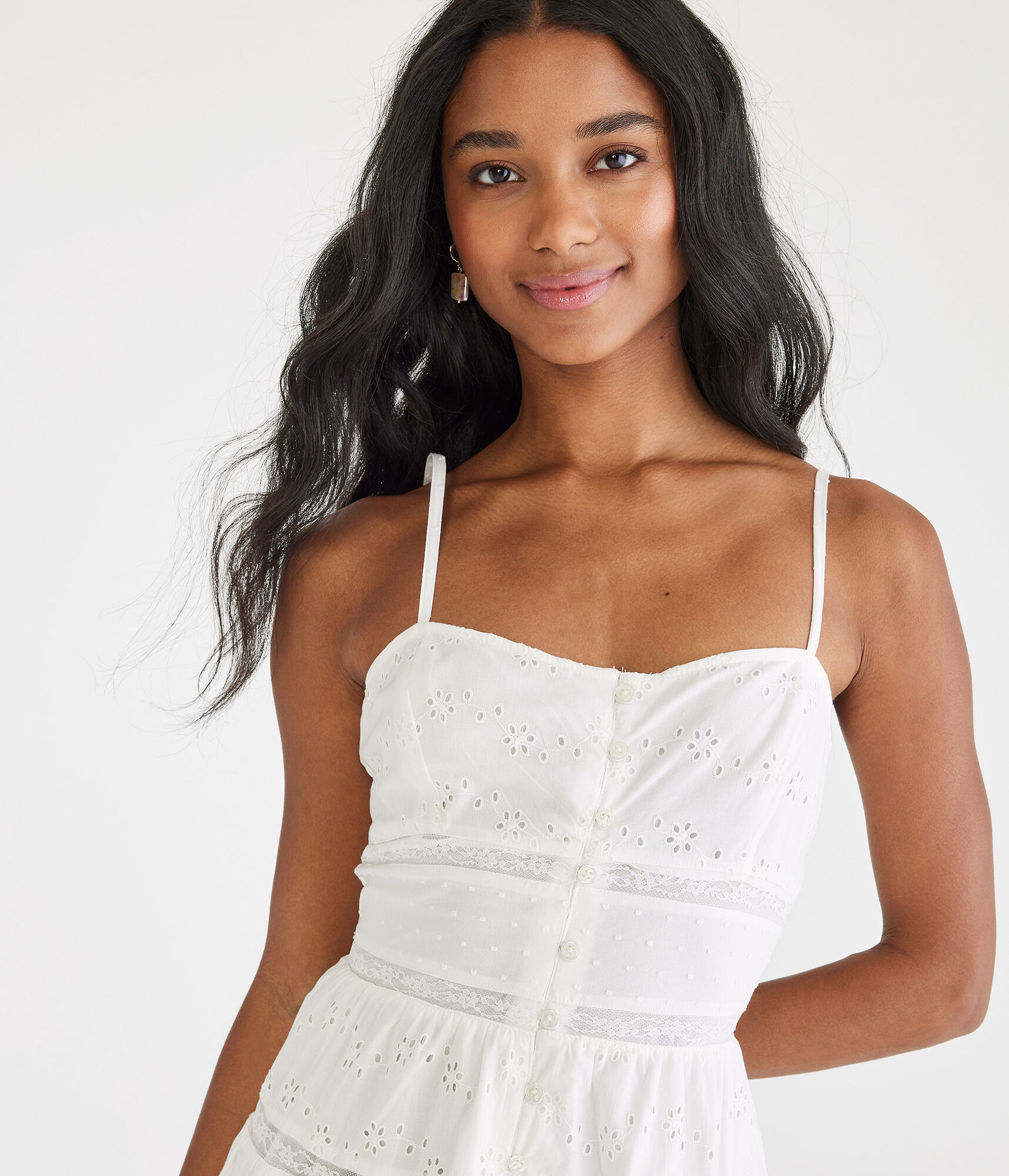 Solid Sweetheart Eyelet Fit &amp; Flare Dress