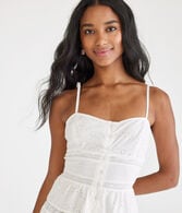 Solid Sweetheart Eyelet Fit & Flare Dress