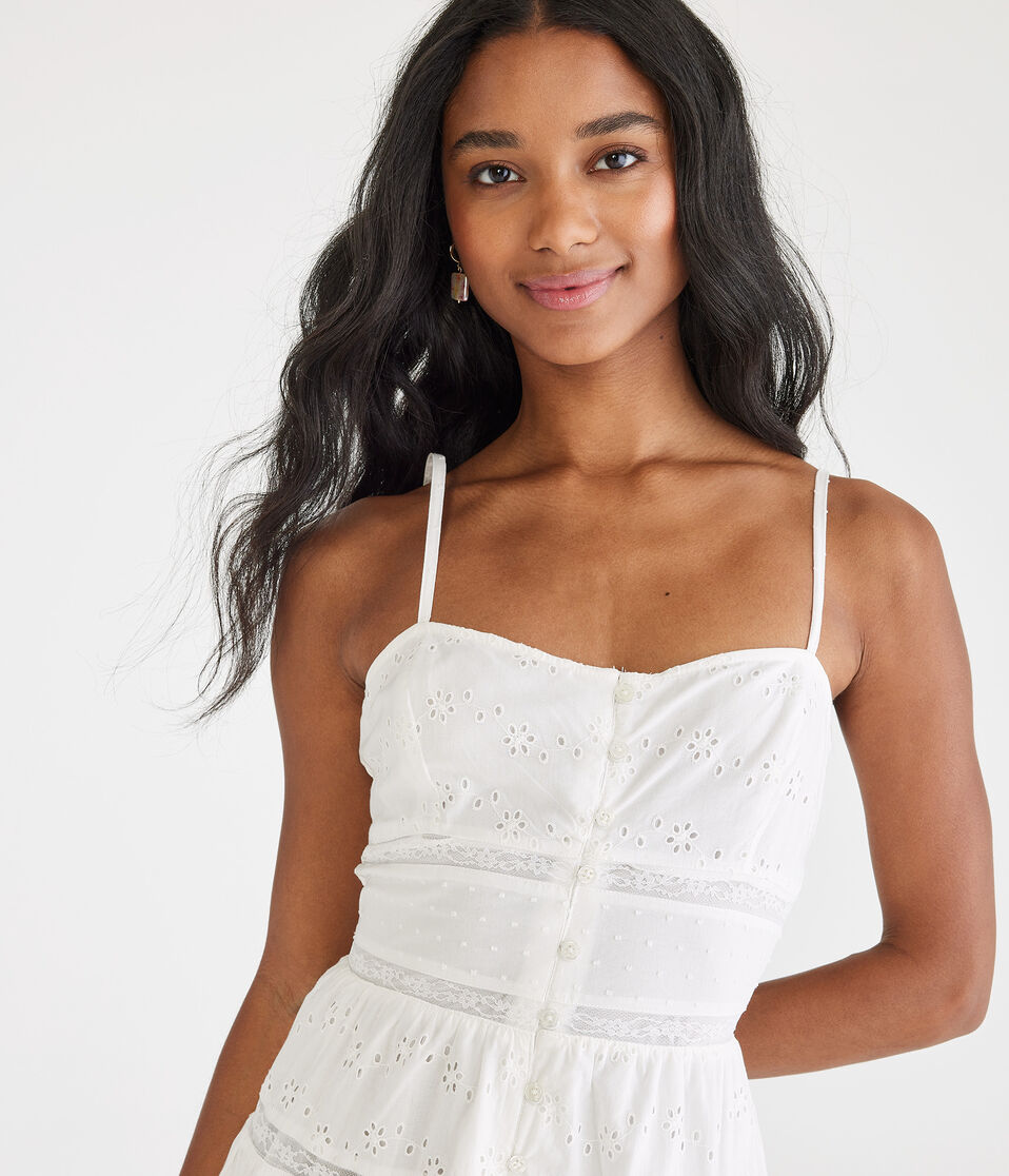 Solid Sweetheart Eyelet Fit & Flare Dress