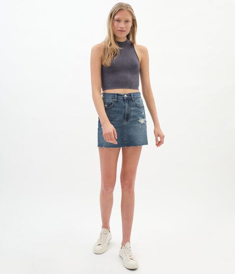 Real Denim High-Waisted Mini Skirt