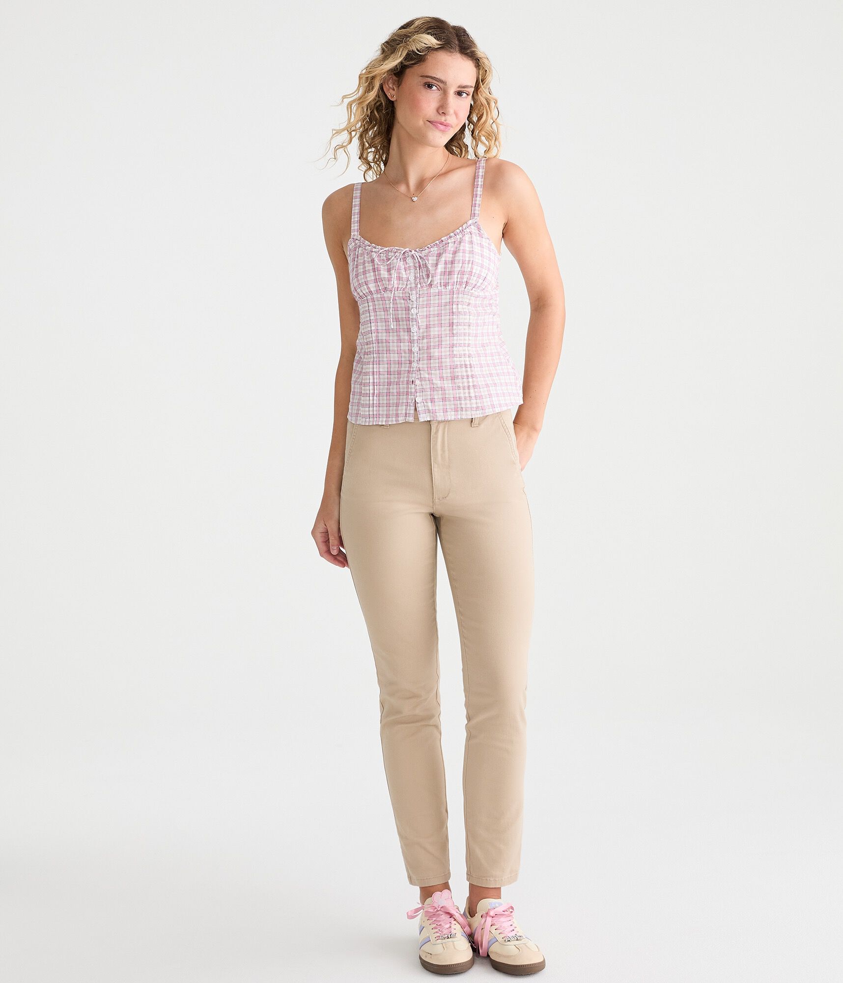 High-Rise Slim Twill Pants