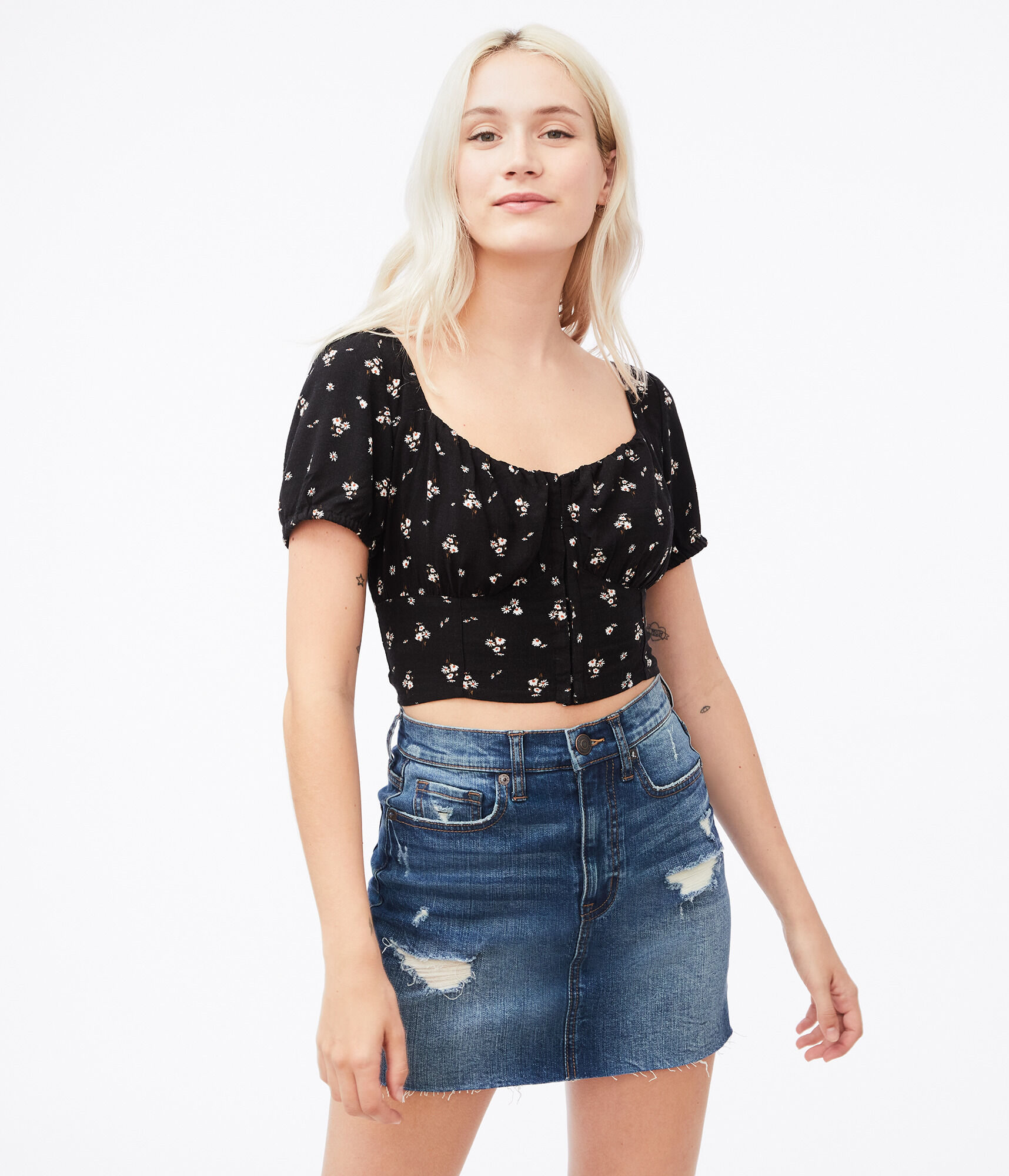 floral bustier crop top