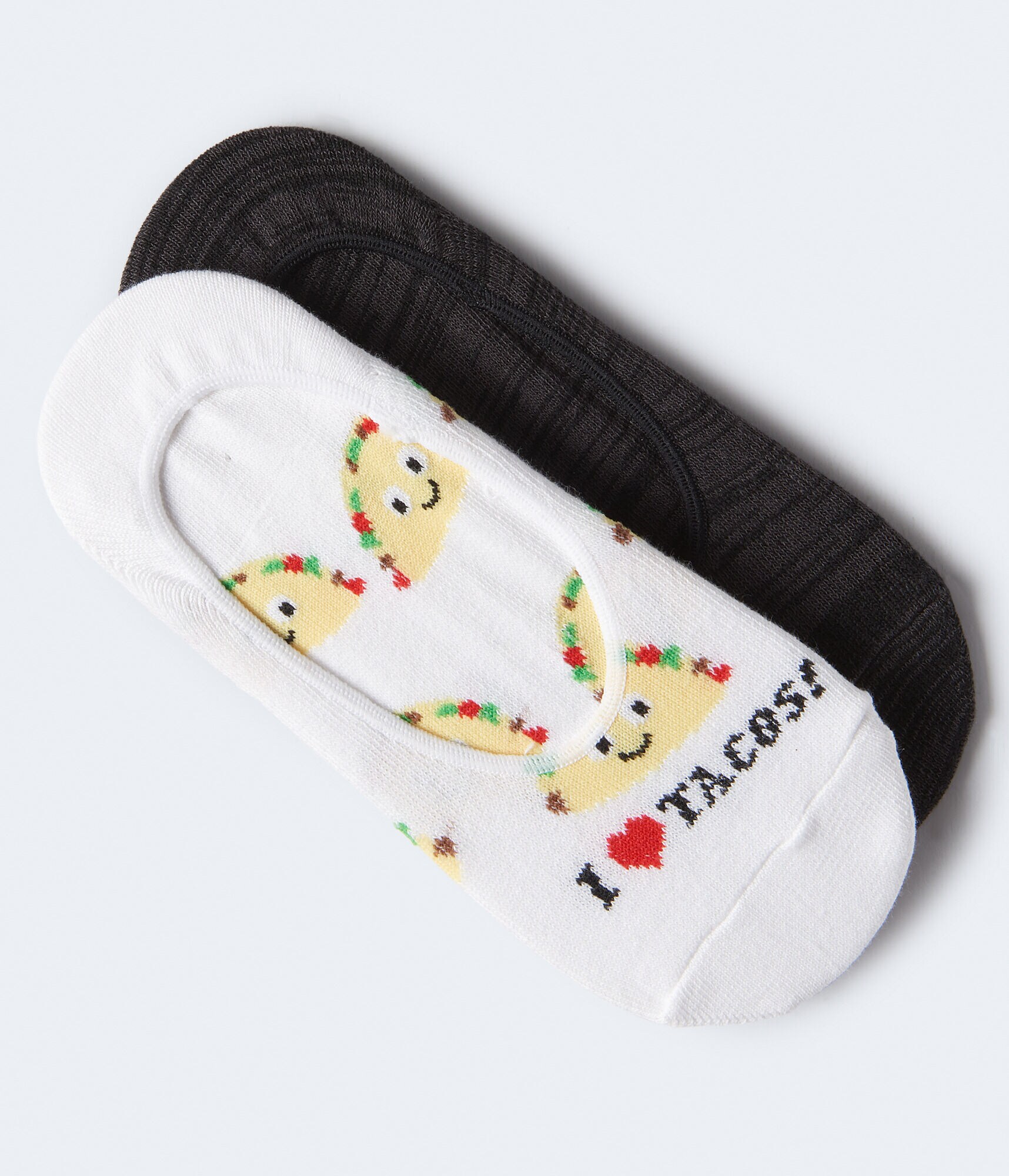 I Heart Tacos &amp; Solid No-Show Sock 2-Pack