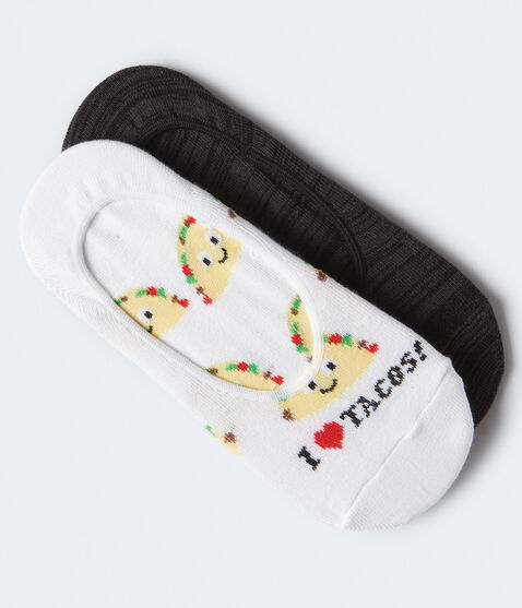 I Heart Tacos & Solid No-Show Sock 2-Pack I Heart Tacos & Solid No-Show Sock 2-Pack
