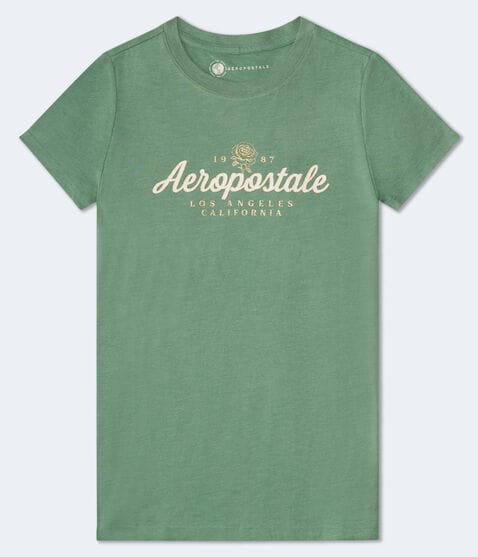 Aeropostale Script Rose Glitter Graphic Tee Aeropostale Script Rose Glitter Graphic Tee