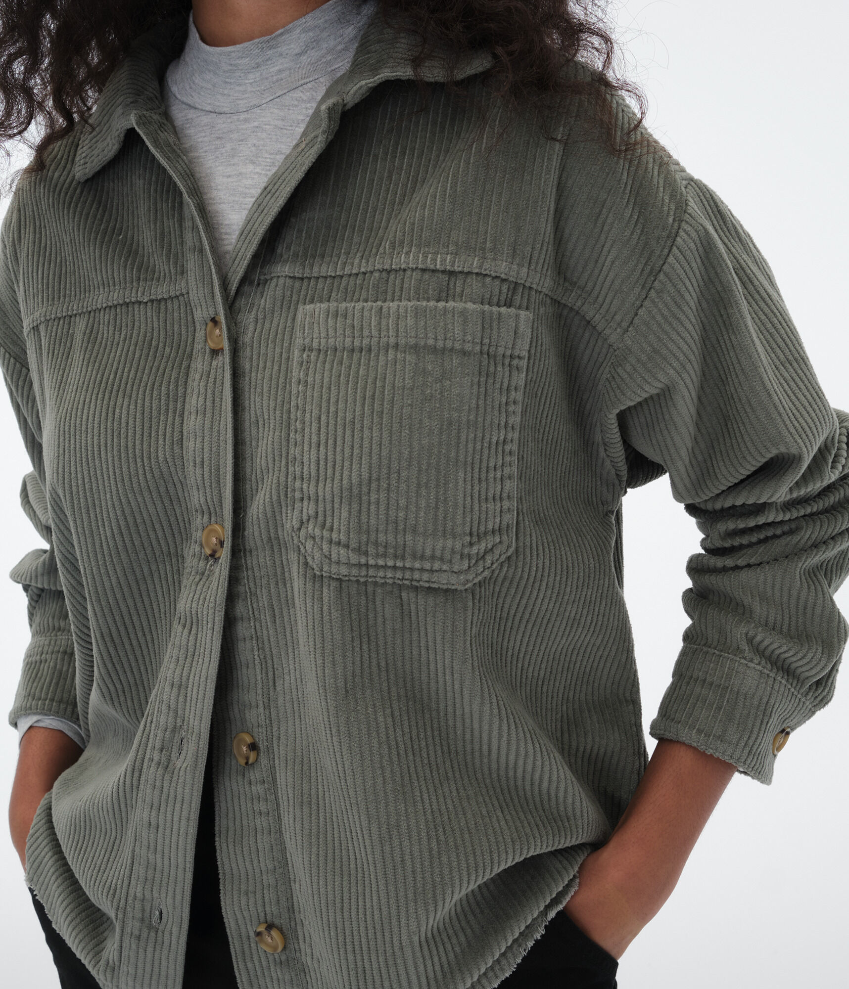 Long Sleeve Corduroy Button-Down Shirt