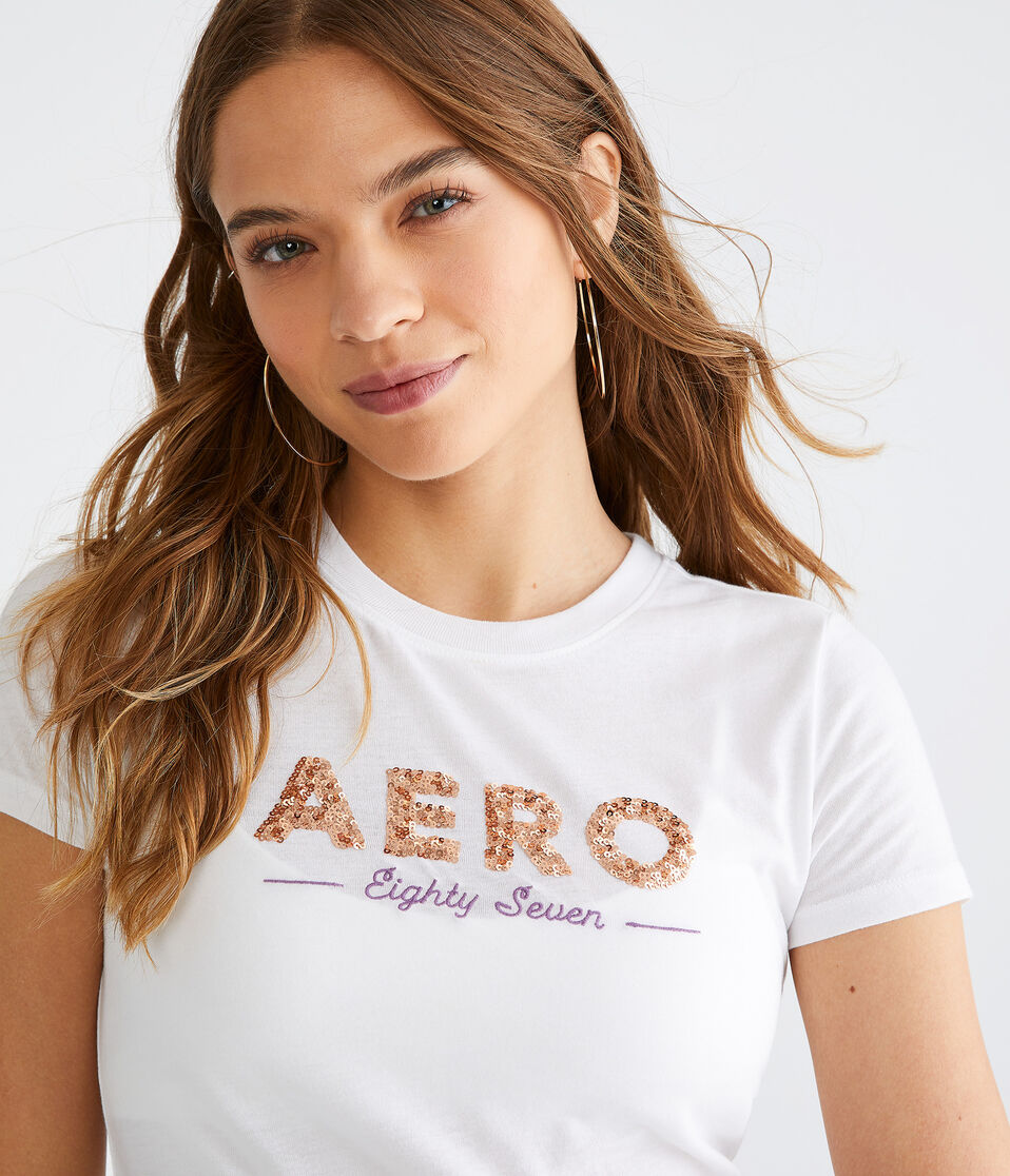 Aero Eighty Seven Sequin Graphic Tee