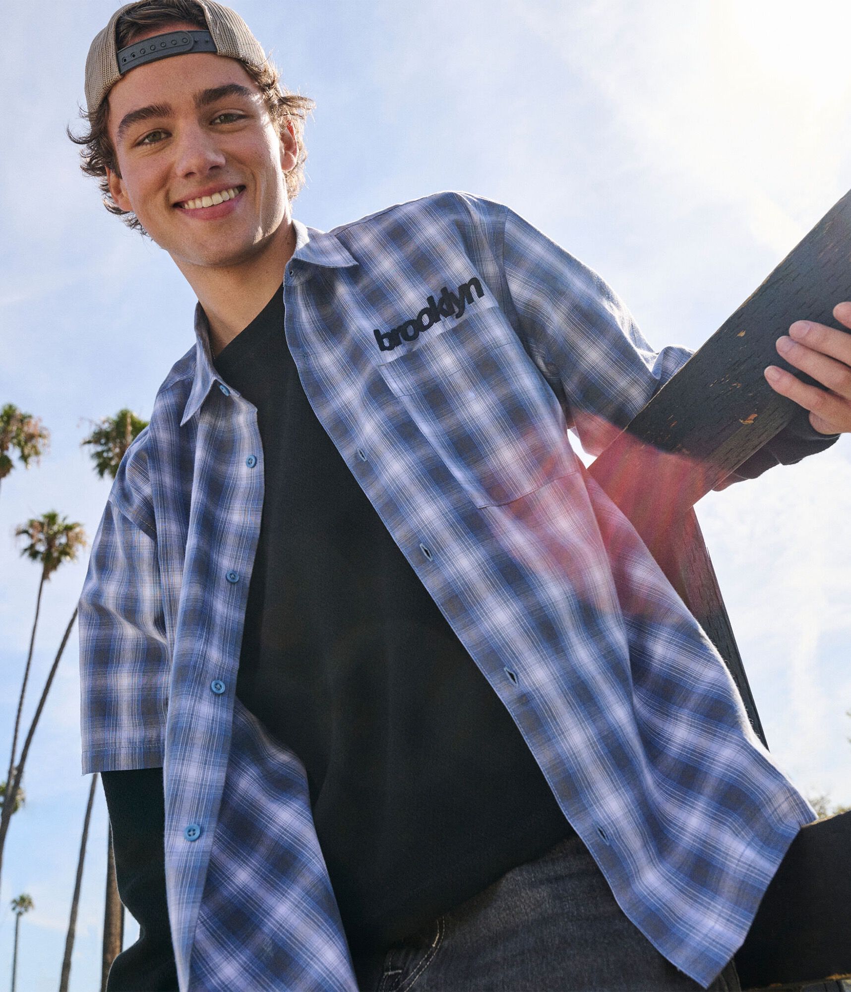 Brooklyn Microplaid Boxy Shirt
