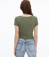 Button-Front Cropped Shrunken Tee
