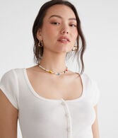Seriously Soft Scoop-Neck Button-Front Tee