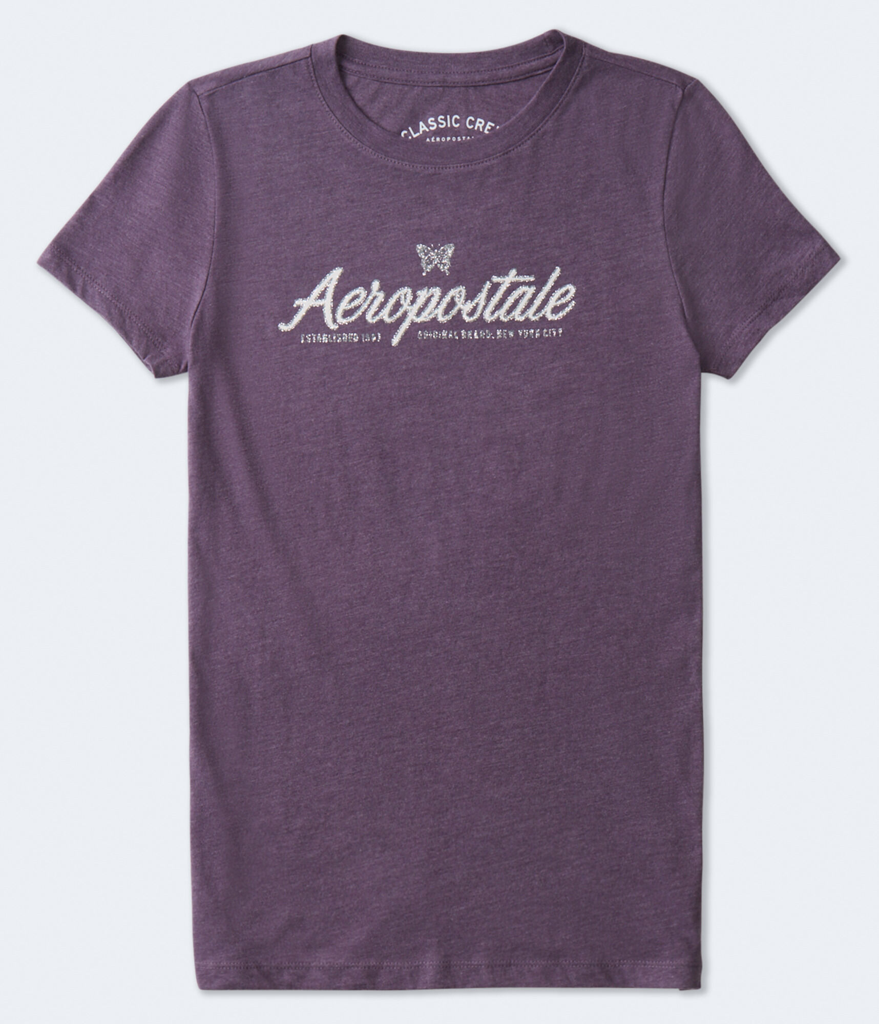Aeropostale Script Butterfly Glitter Graphic Tee