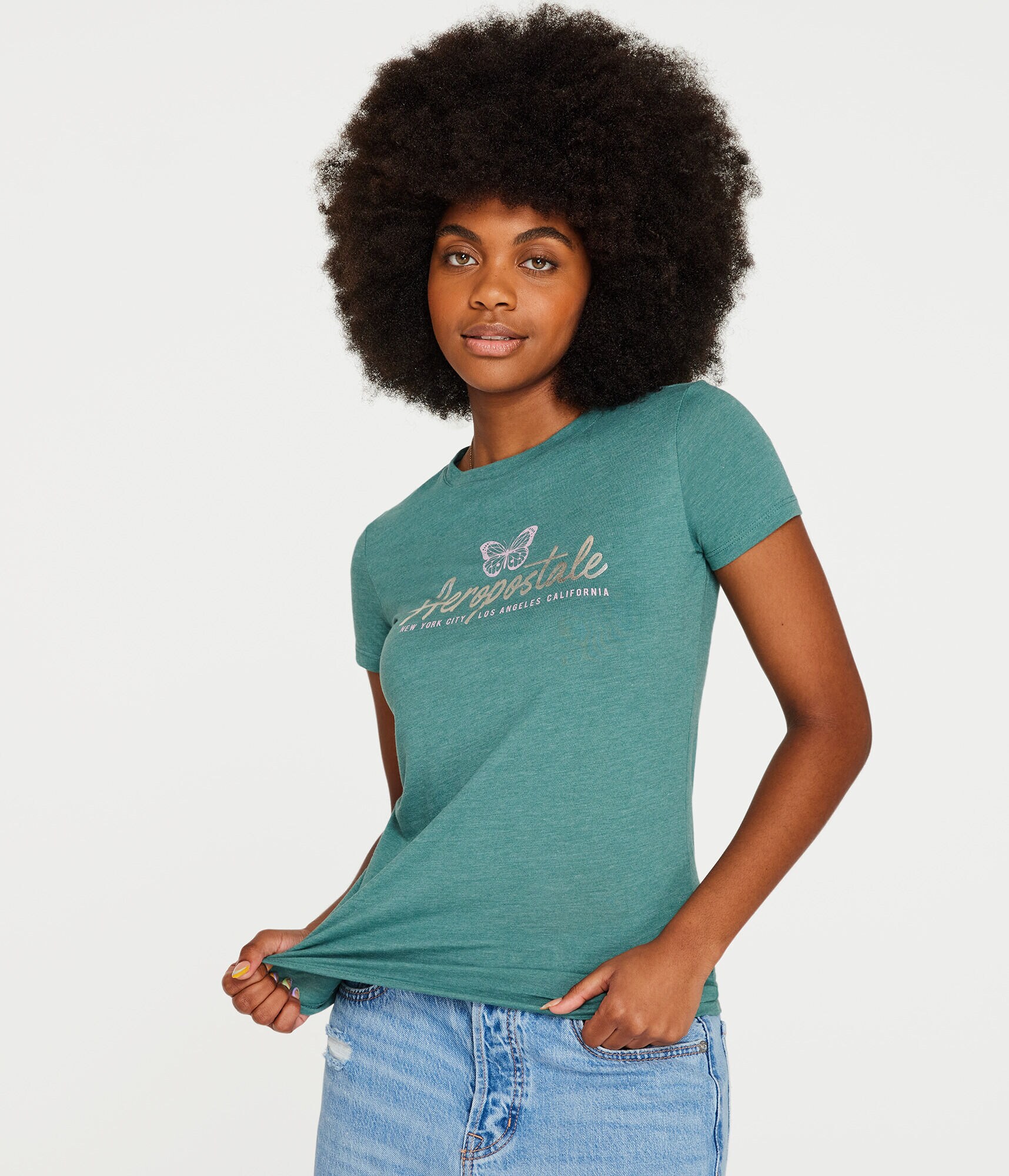 Aeropostale Butterfly Foil Graphic Tee