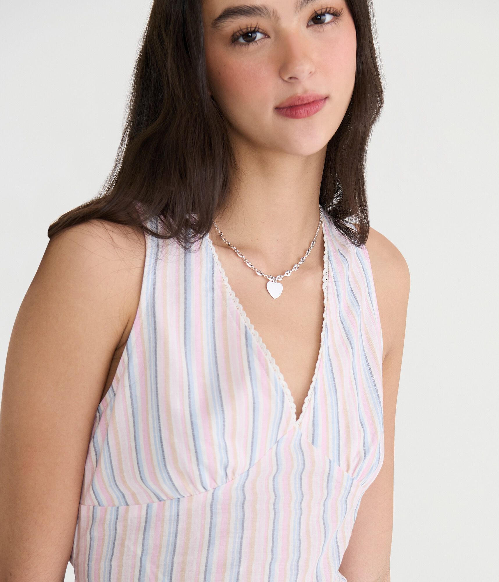 Striped Tie-Back V-Neck Tank Top