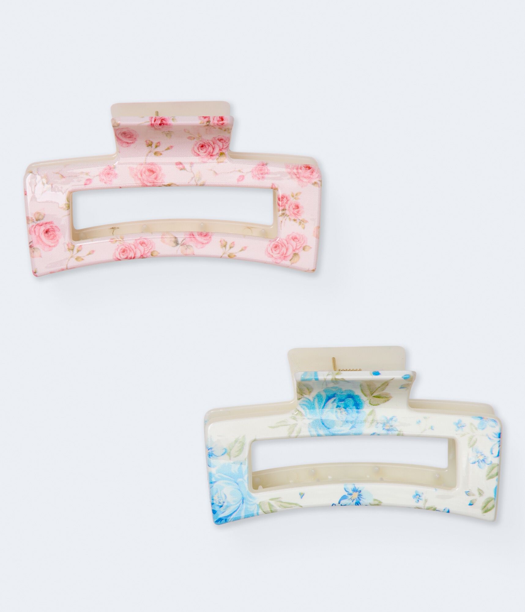 Floral Rectangular Claw Hair Clip 2-Pack
