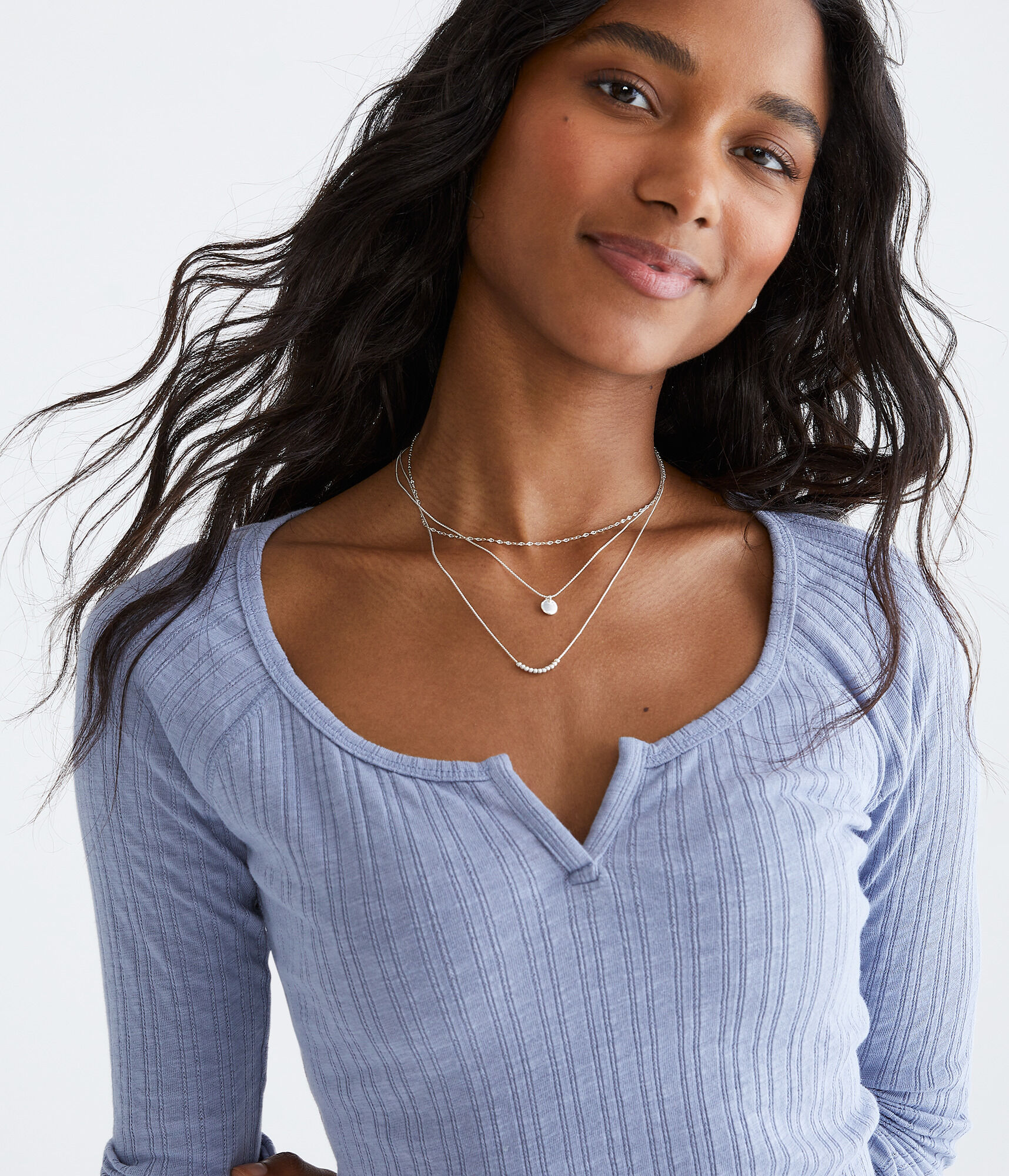 Long Sleeve Seriously Soft Notch-Neck Shrunken Tee