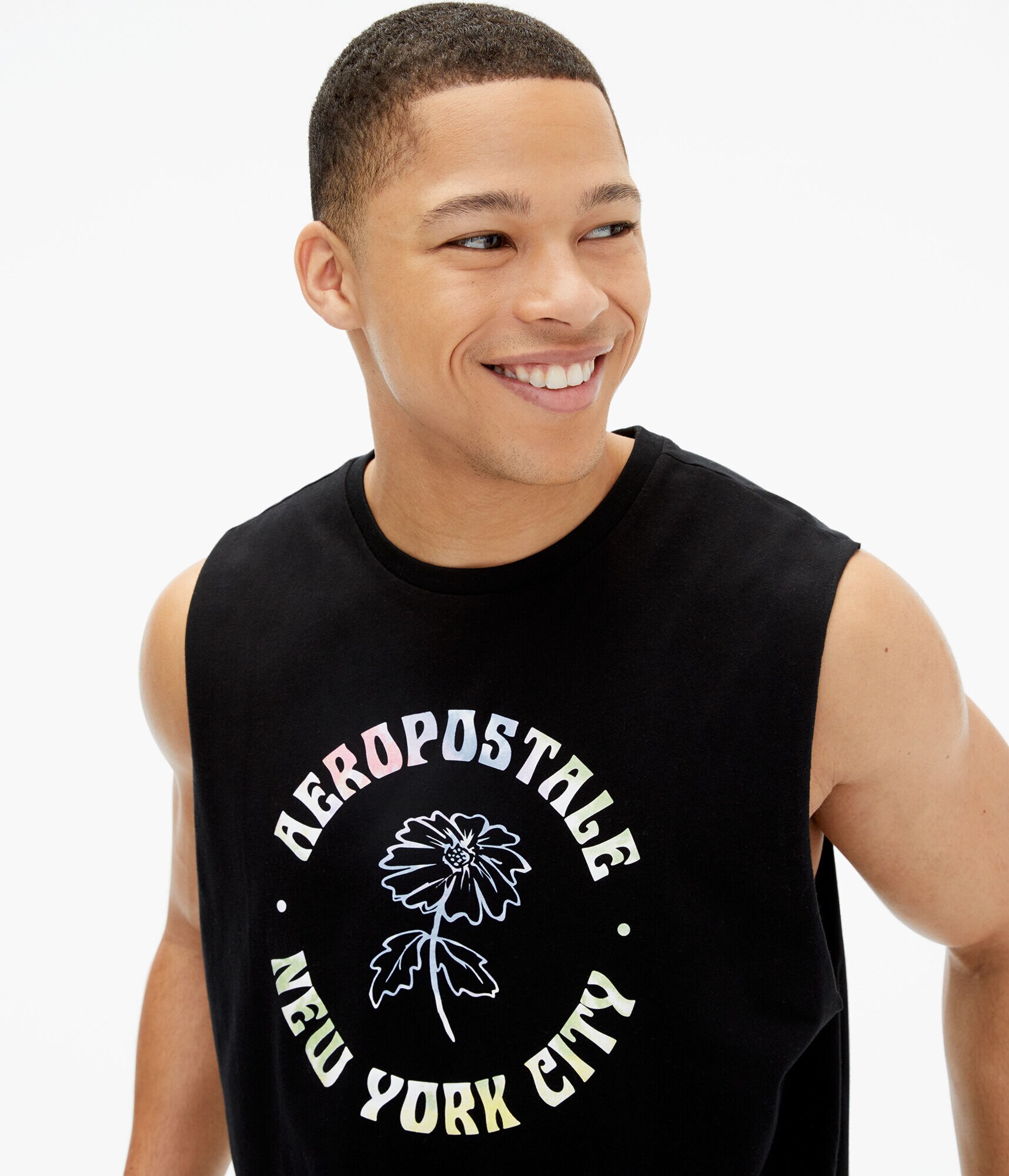 Aeropostale Flower Circle Muscle Tee