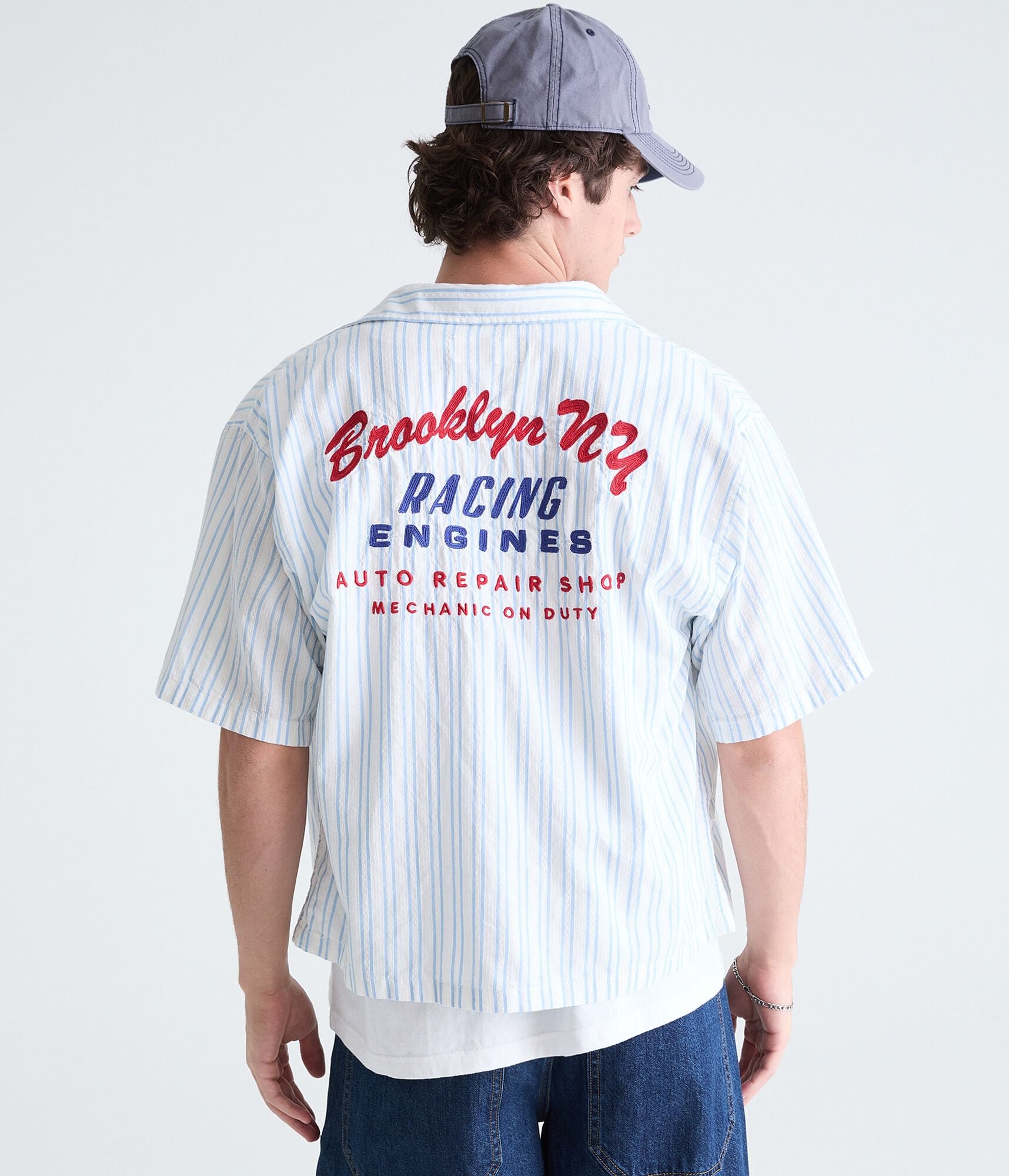 Racing Engines Striped Boxy Shirt