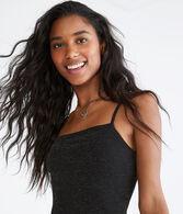 Shimmer Square-Neck Midi Dress