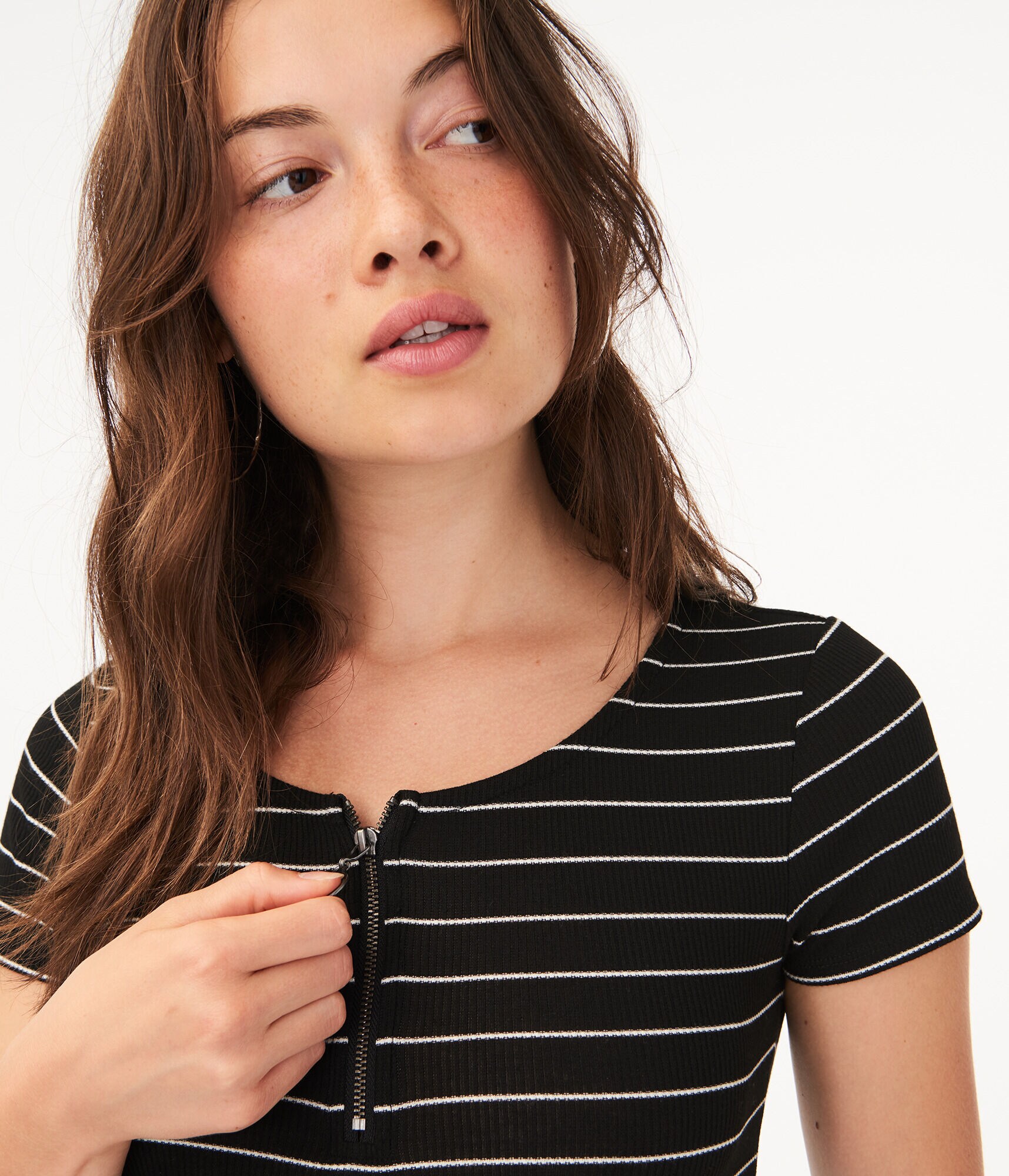 Seriously Soft Striped Zip-Up Tee