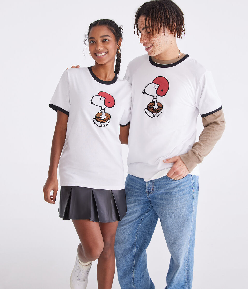Peanuts® | Aéropostale Football Snoopy Relaxed Ringer Graphic Tee