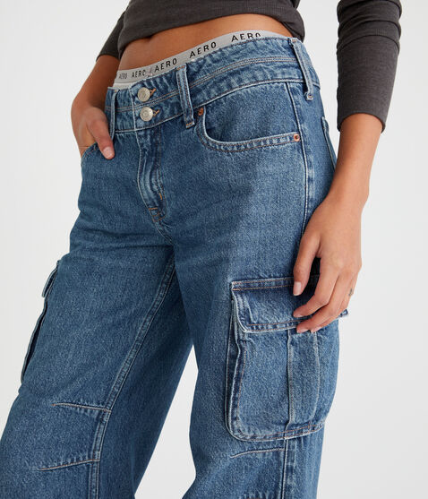 Low-Rise Baggy Wide Leg Cargo Jean