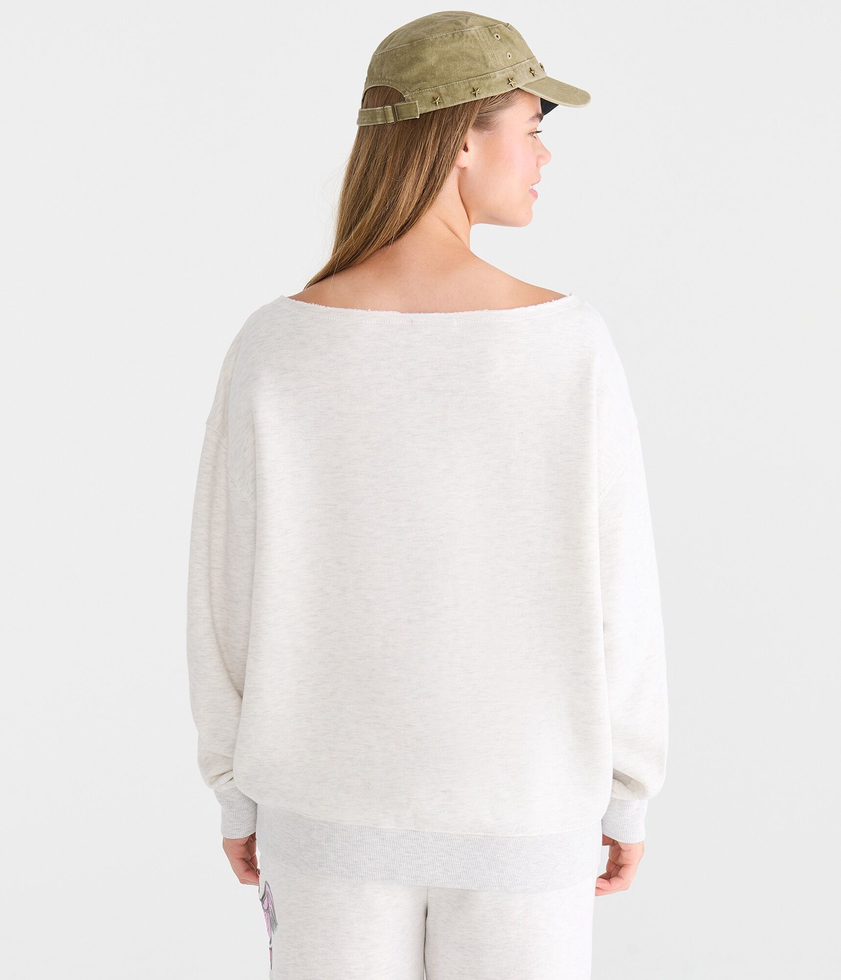 Von Dutch Logo Oversized Off-The-Shoulder Sweatshirt