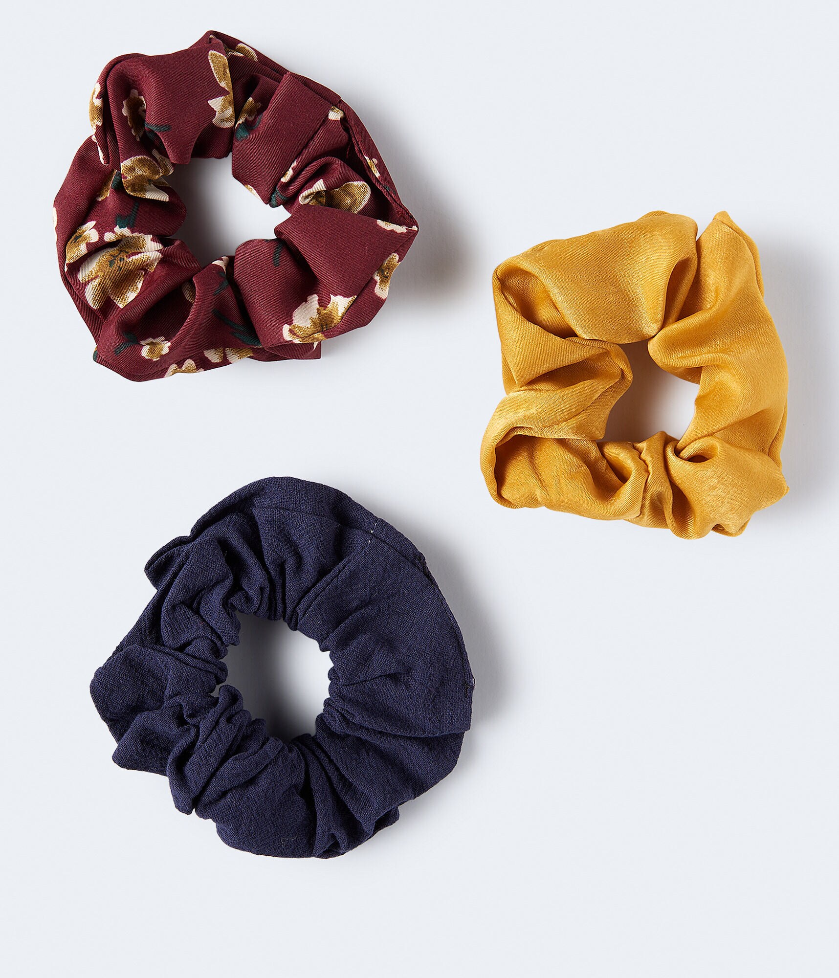 Floral &amp; Solid Scrunchie 3-Pack