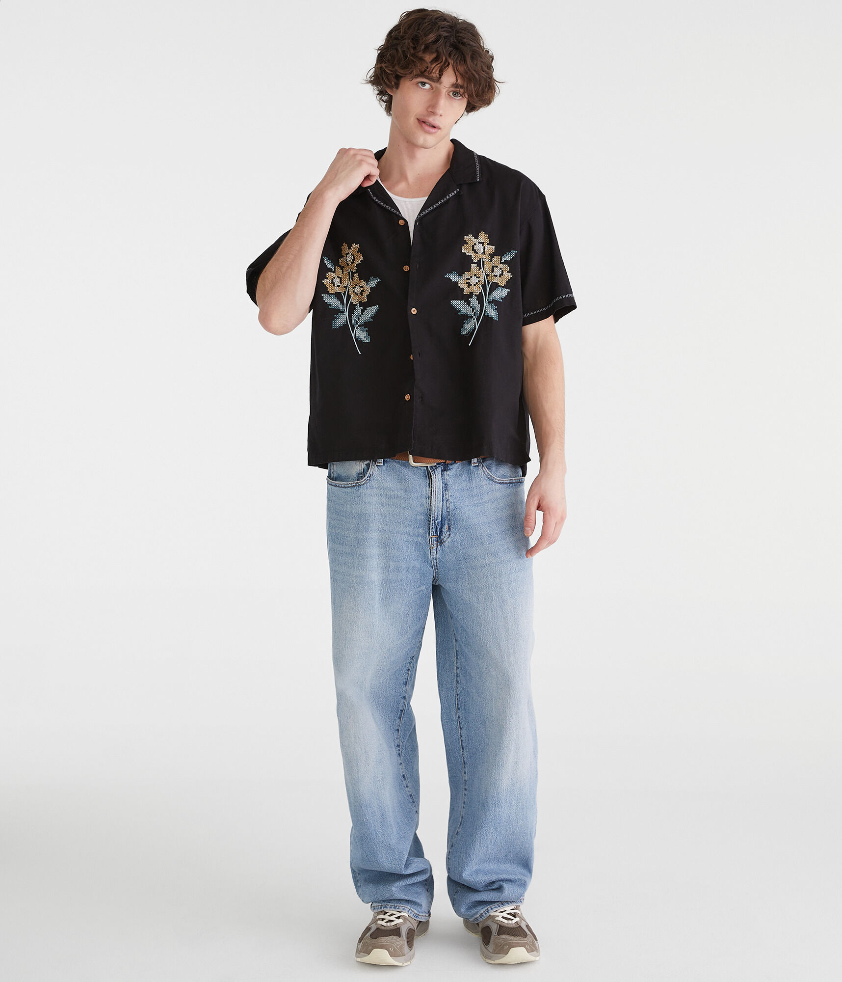 Floral Boxy Linen Camp Shirt