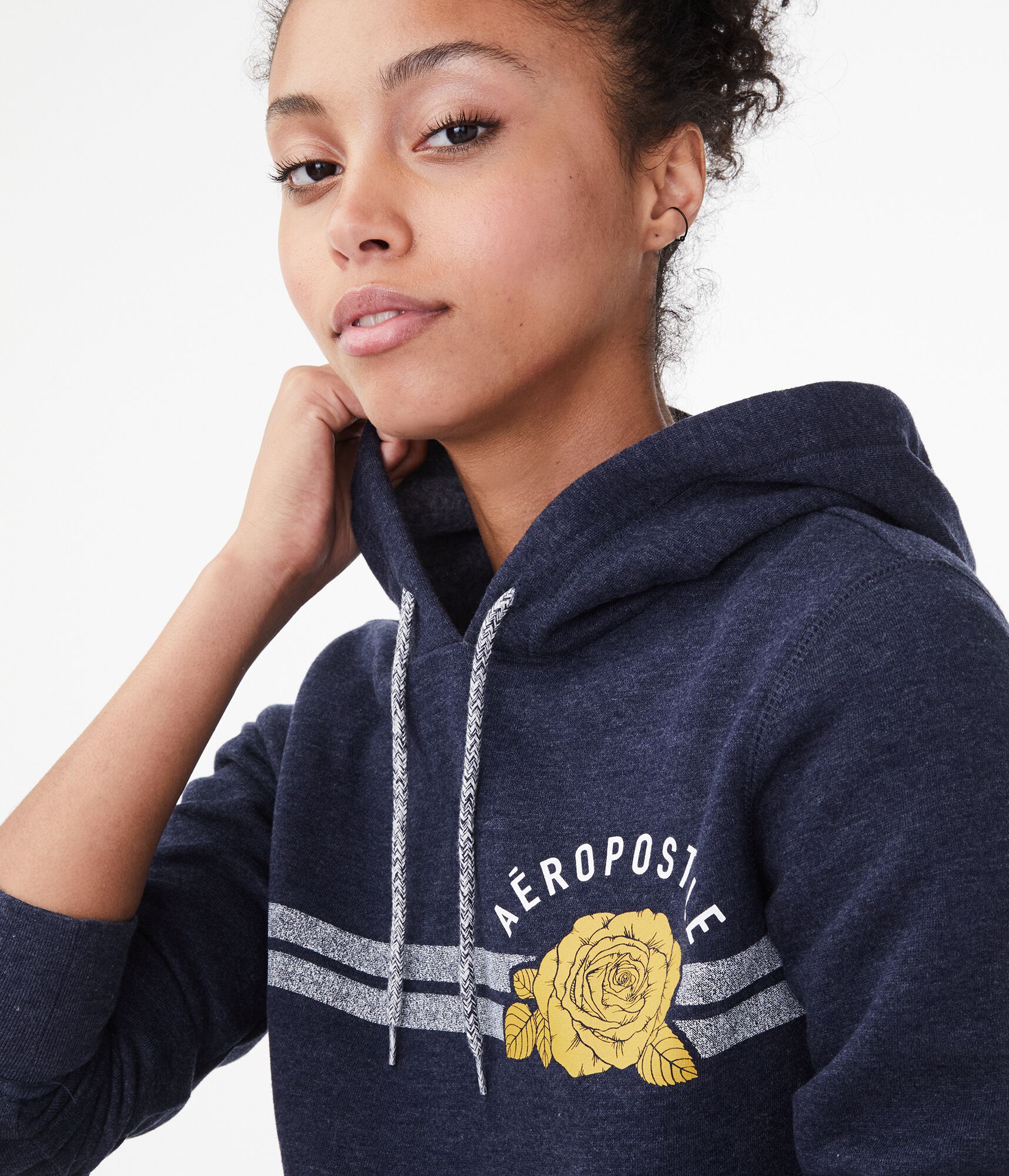 Aeropostale Rose Stripe Pullover Hoodie