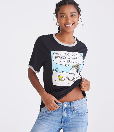 Peanuts® | Aéropostale Snoopy Hockey Comic Relaxed Ringer Graphic Tee Peanuts® | Aéropostale Snoopy Hockey Comic Relaxed Ringer Graphic Tee