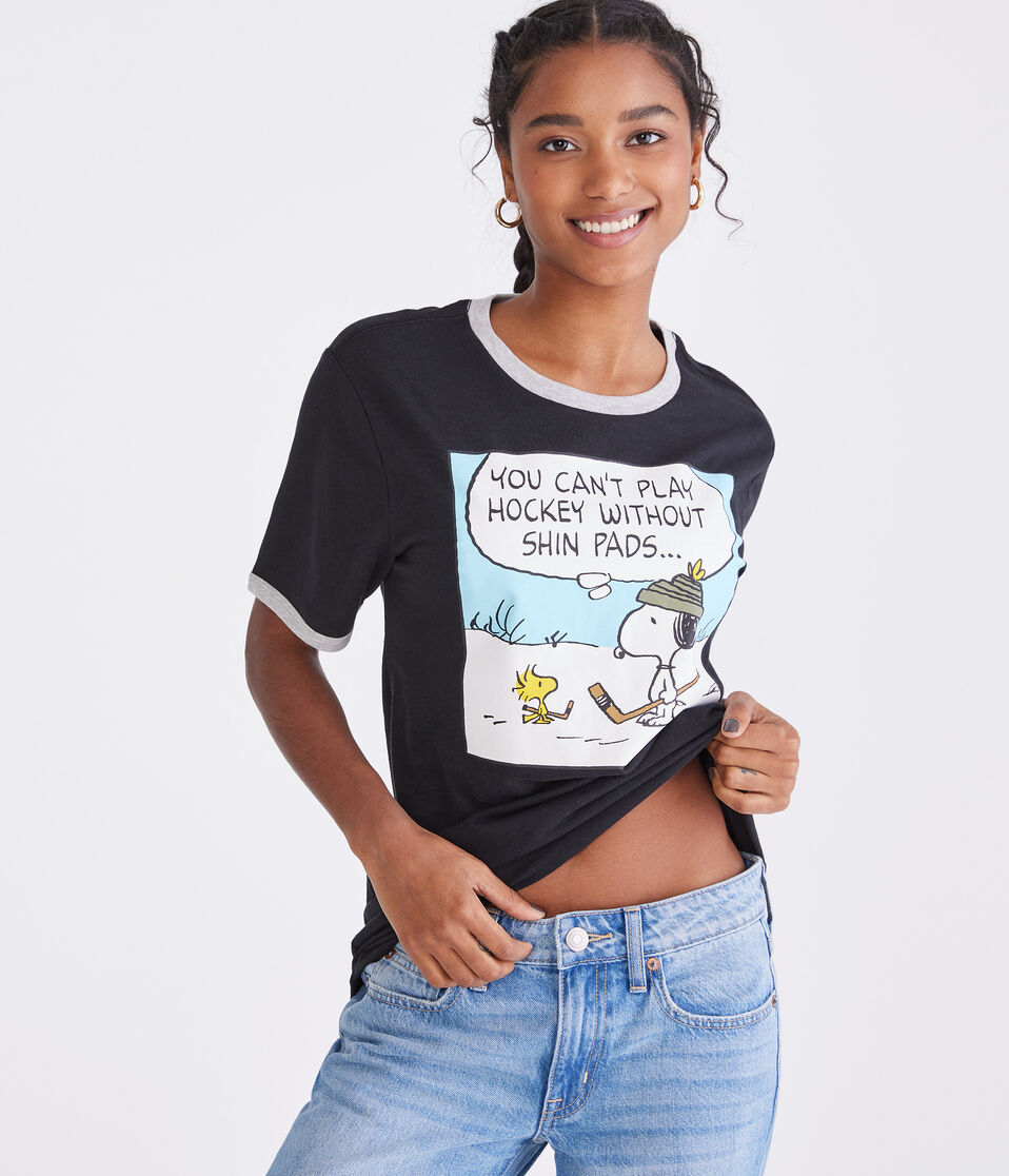 Peanuts® | Aéropostale Snoopy Hockey Comic Relaxed Ringer Graphic Tee