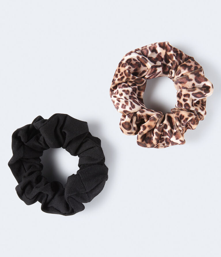 Solid & Velvet Leopard Scrunchie 2-Pack