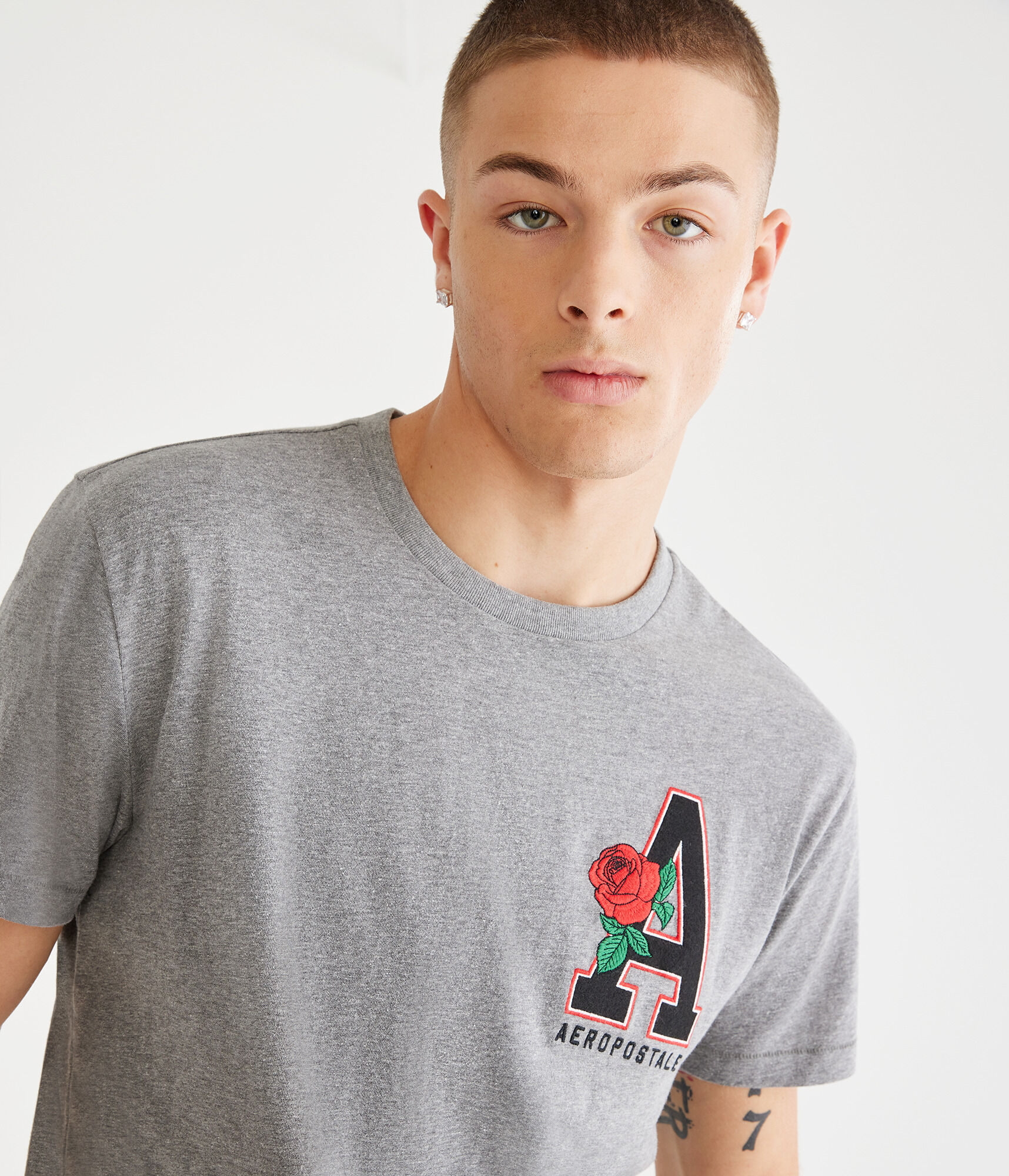 Aeropostale Rose Letter Appliqu&eacute; Graphic Tee